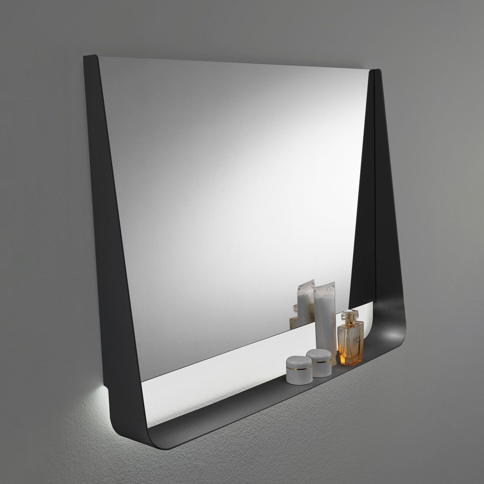 Specchio con mensola e led YOON120 | Nero