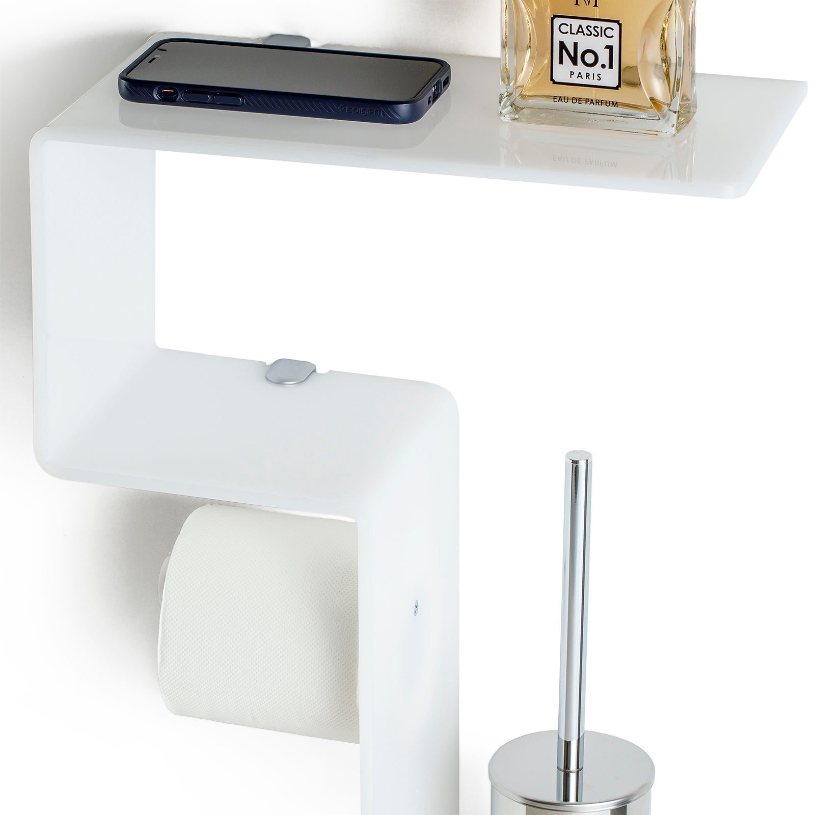 Mensola multifunzione per bagno da parete NOLAN | Bianco
