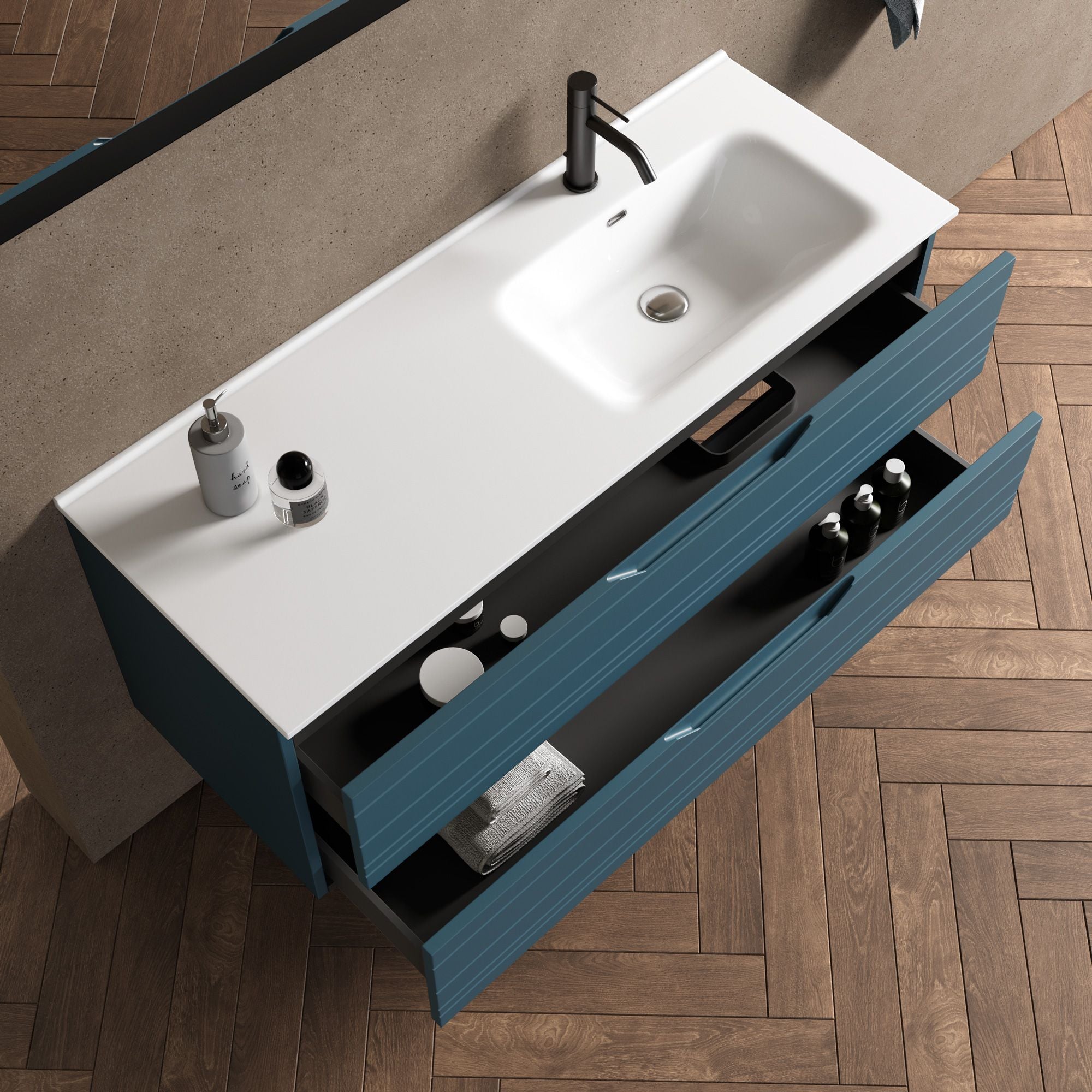 Composizione vasca DX 4 pezzi CORDELIA | Blu