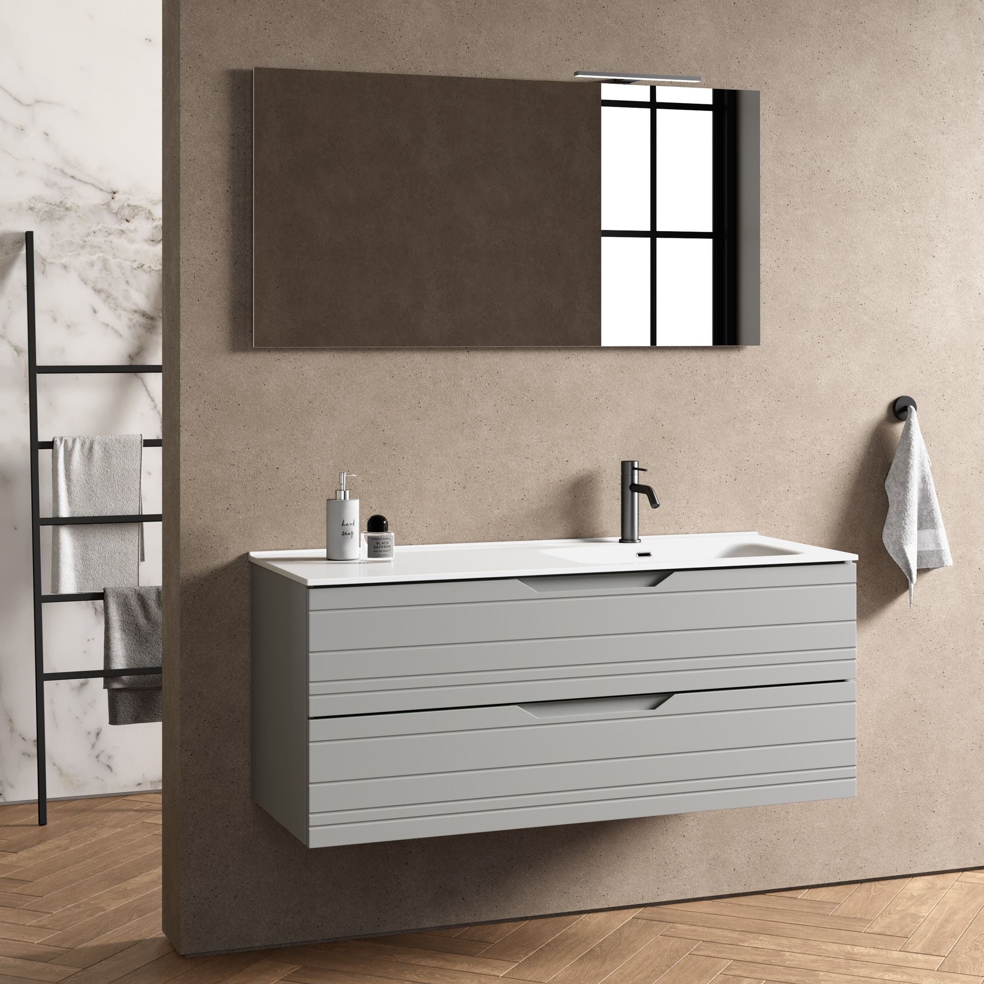Composizione vasca DX 4 pezzi CORDELIA | Grigio