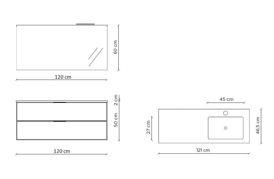 Composizione vasca DX 4 pezzi CORDELIA | Quercia