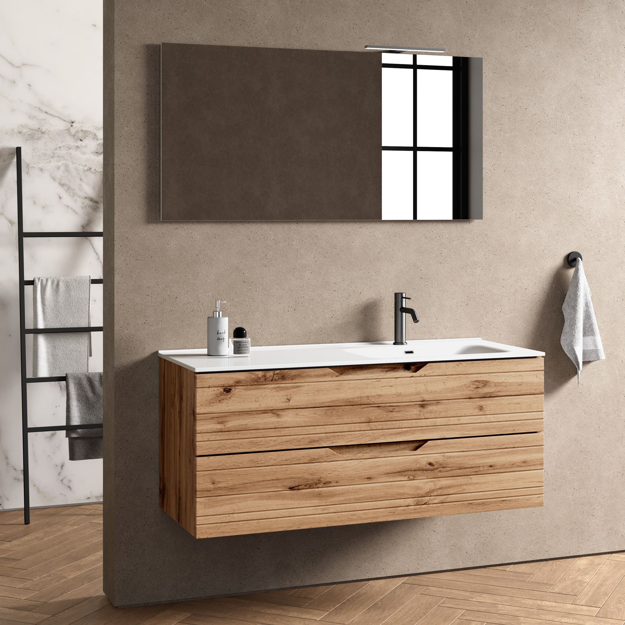 Composizione vasca DX 4 pezzi CORDELIA | Quercia