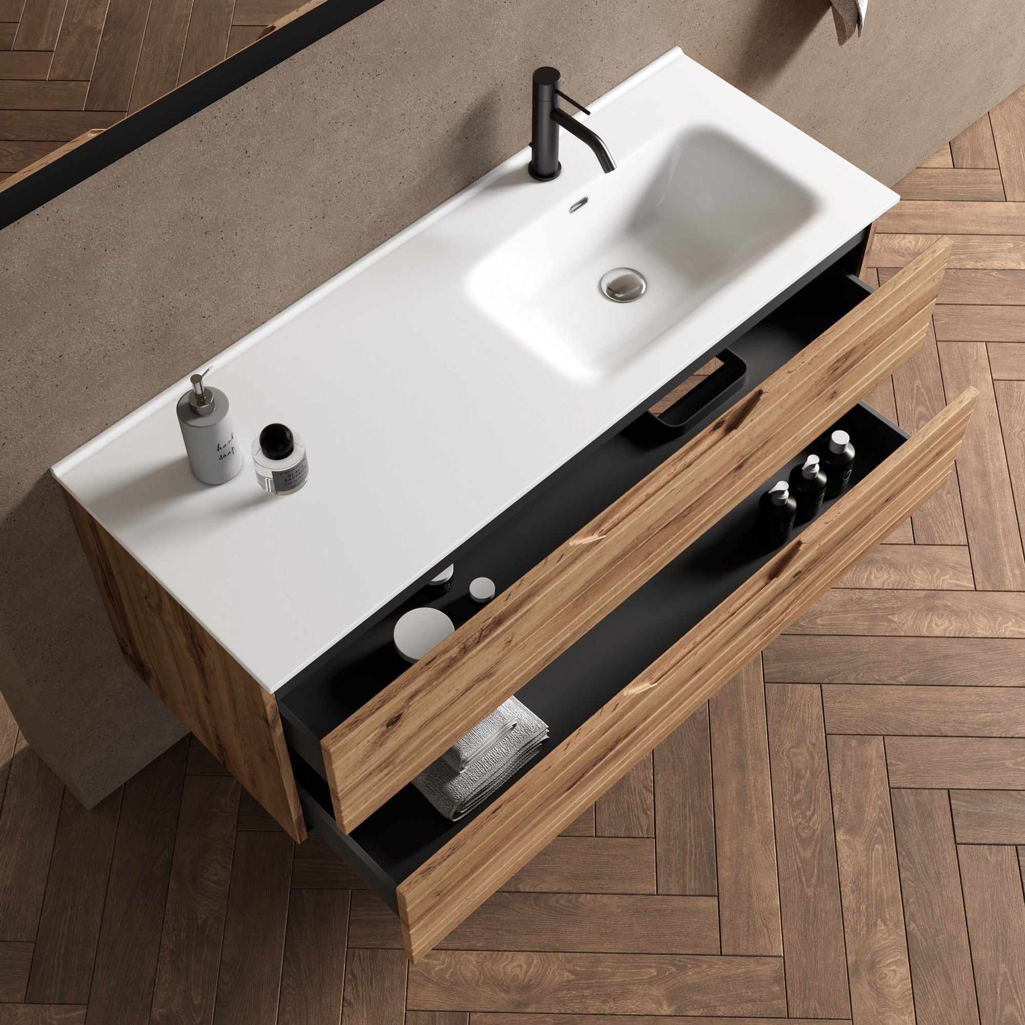 Composizione vasca DX 4 pezzi CORDELIA | Quercia