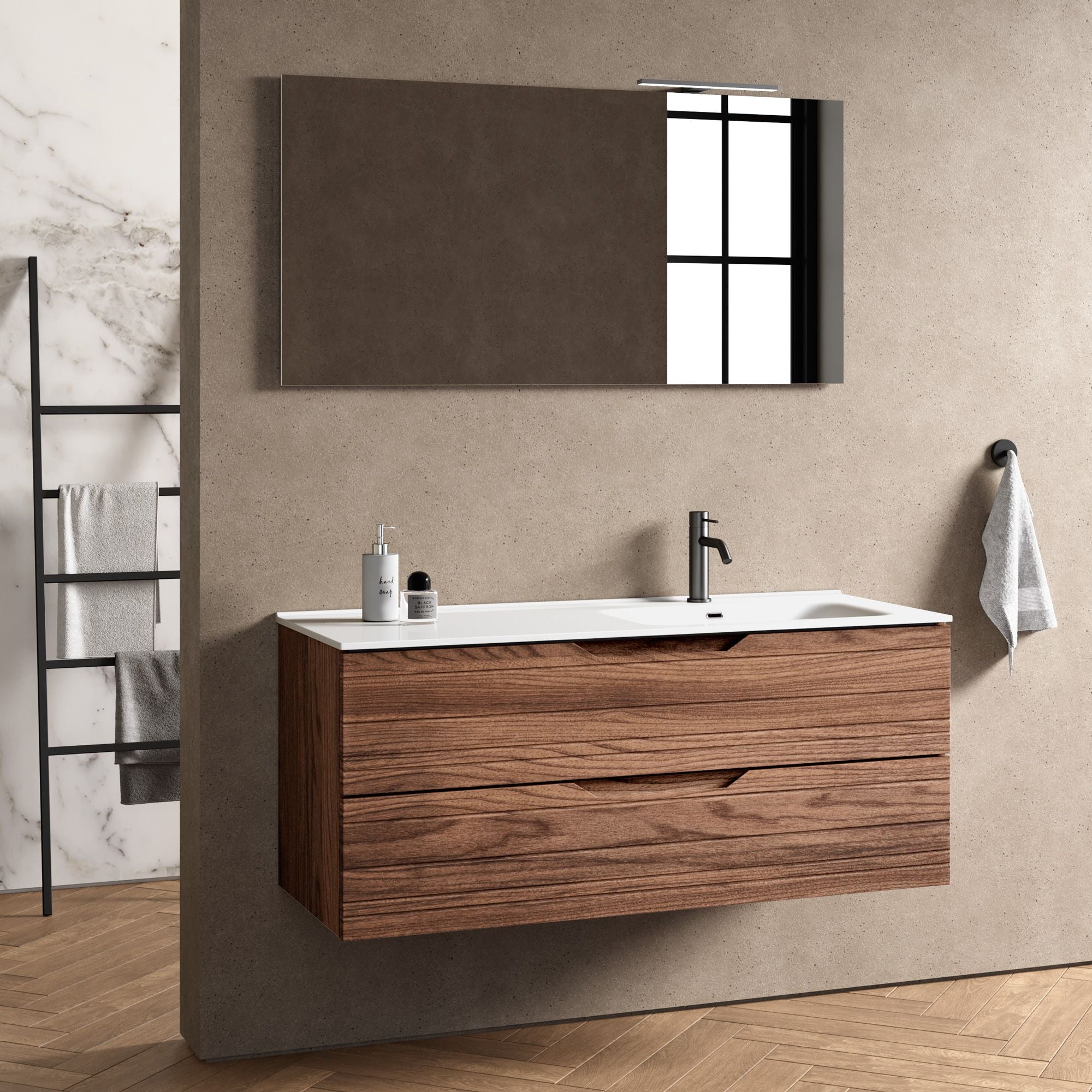Composizione vasca DX 4 pezzi CORDELIA | Rovere rio