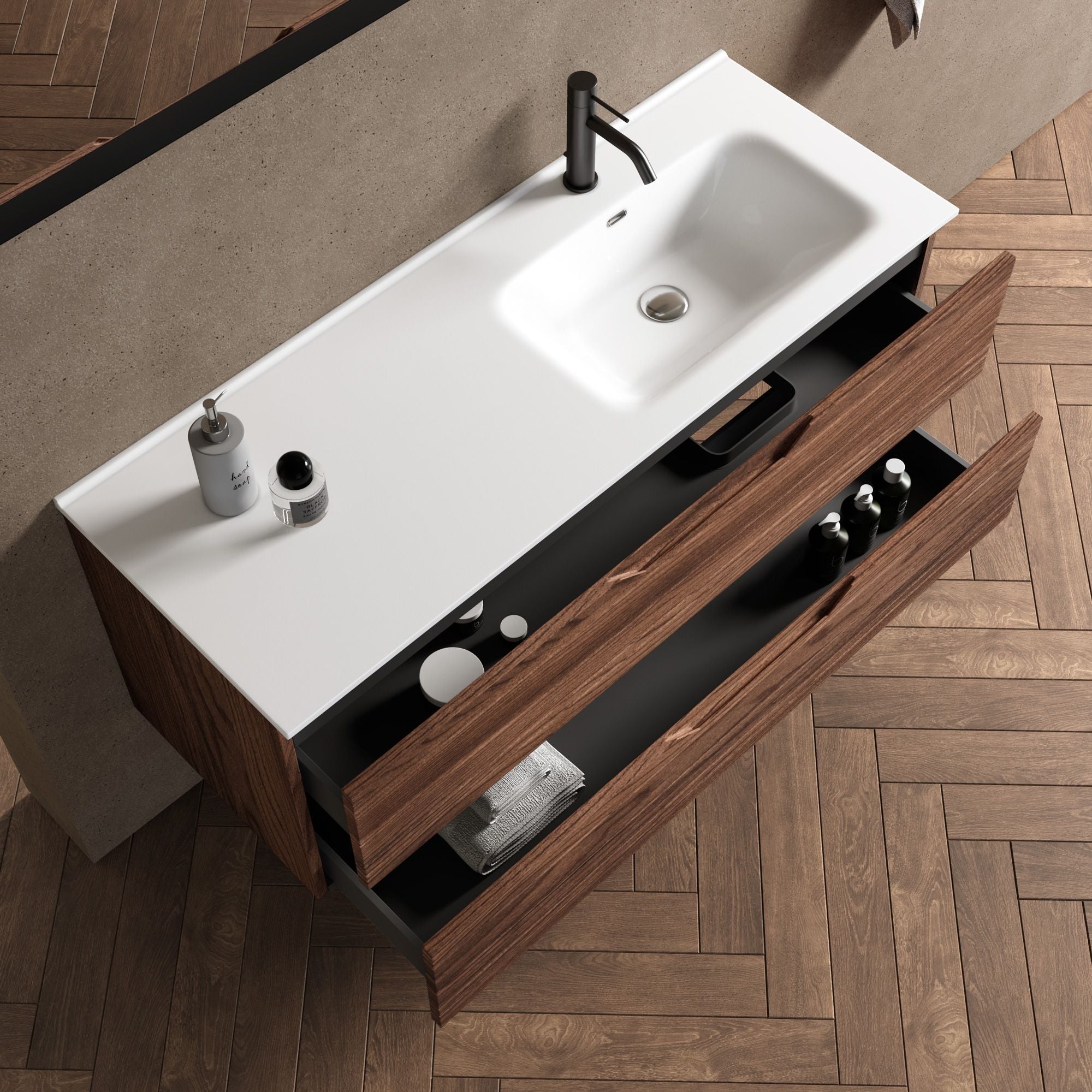 Composizione vasca DX 4 pezzi CORDELIA | Rovere rio