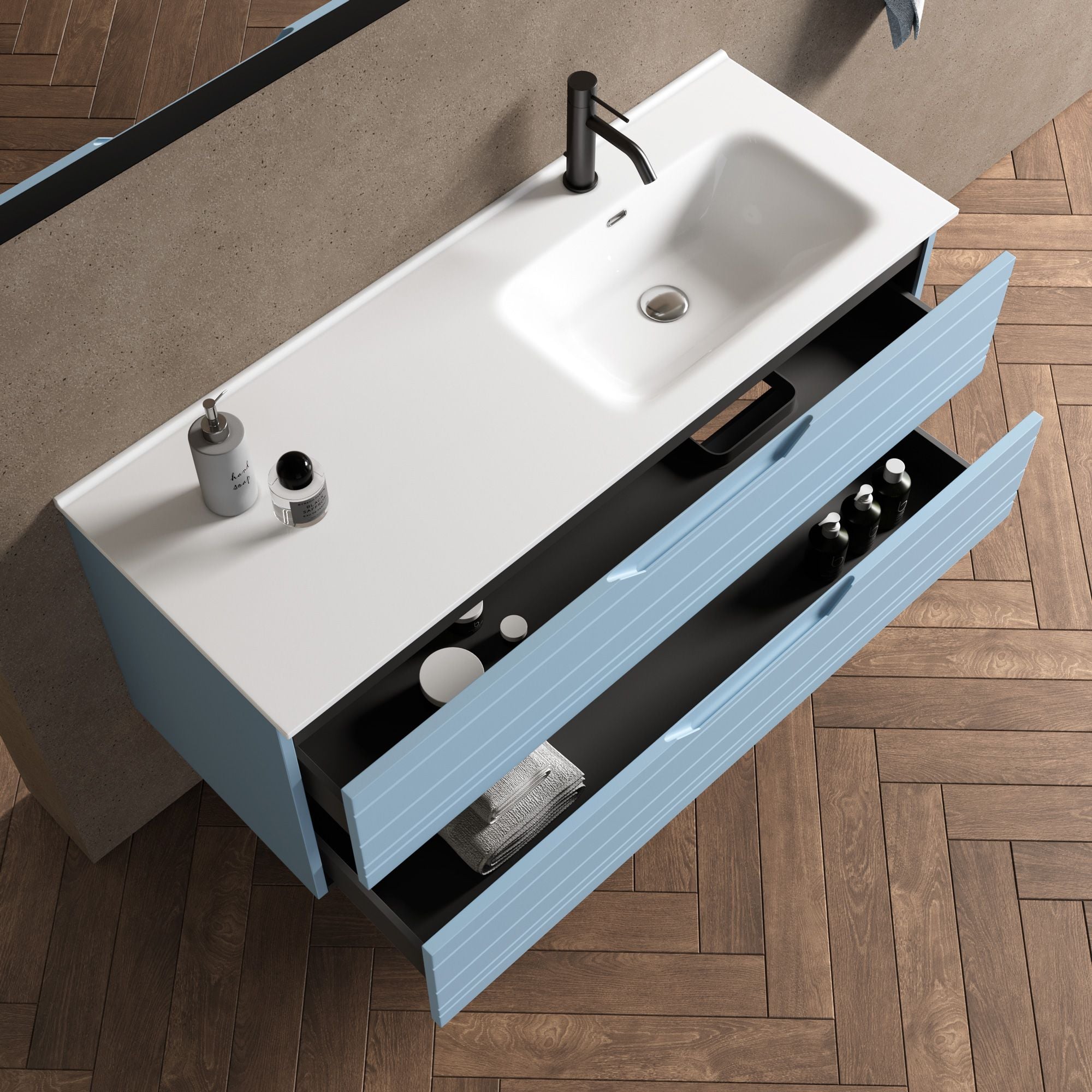 Composizione vasca DX 4 pezzi CORDELIA | Azzurro tiffany