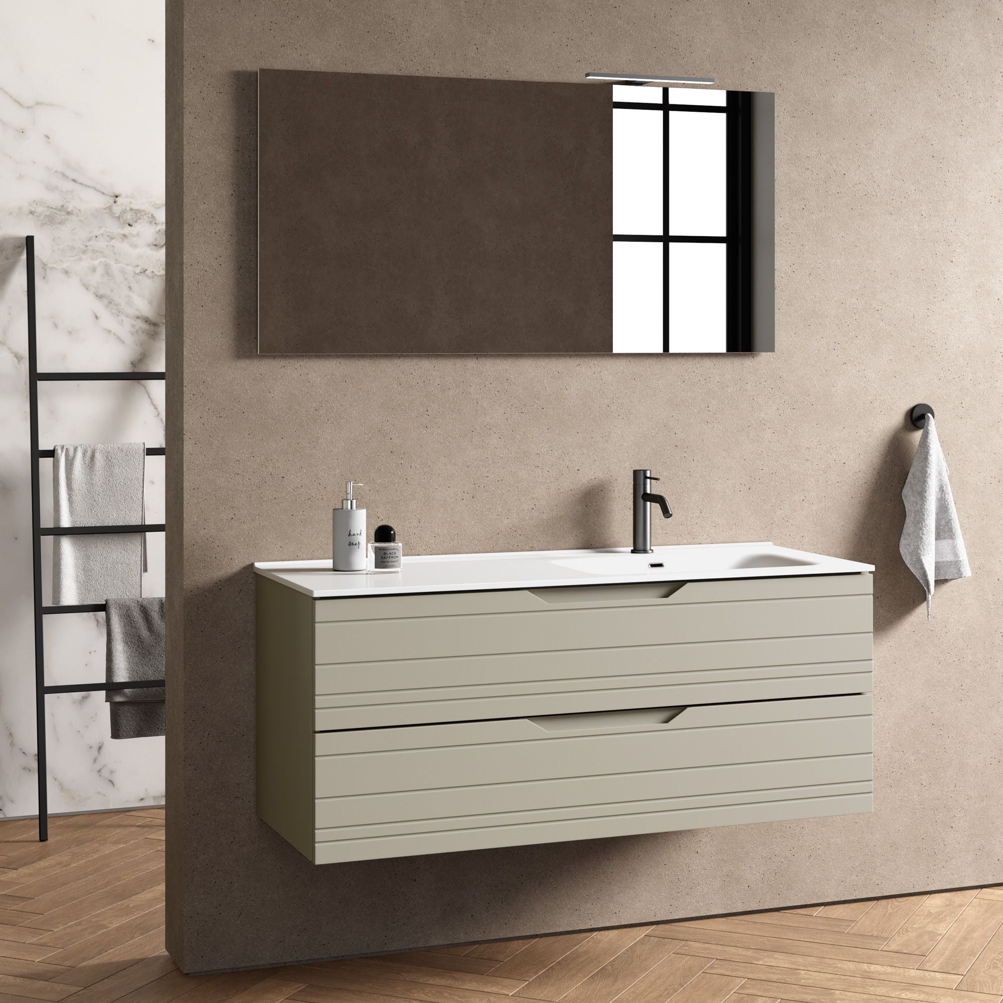 Composizione vasca DX 4 pezzi CORDELIA | Tortora
