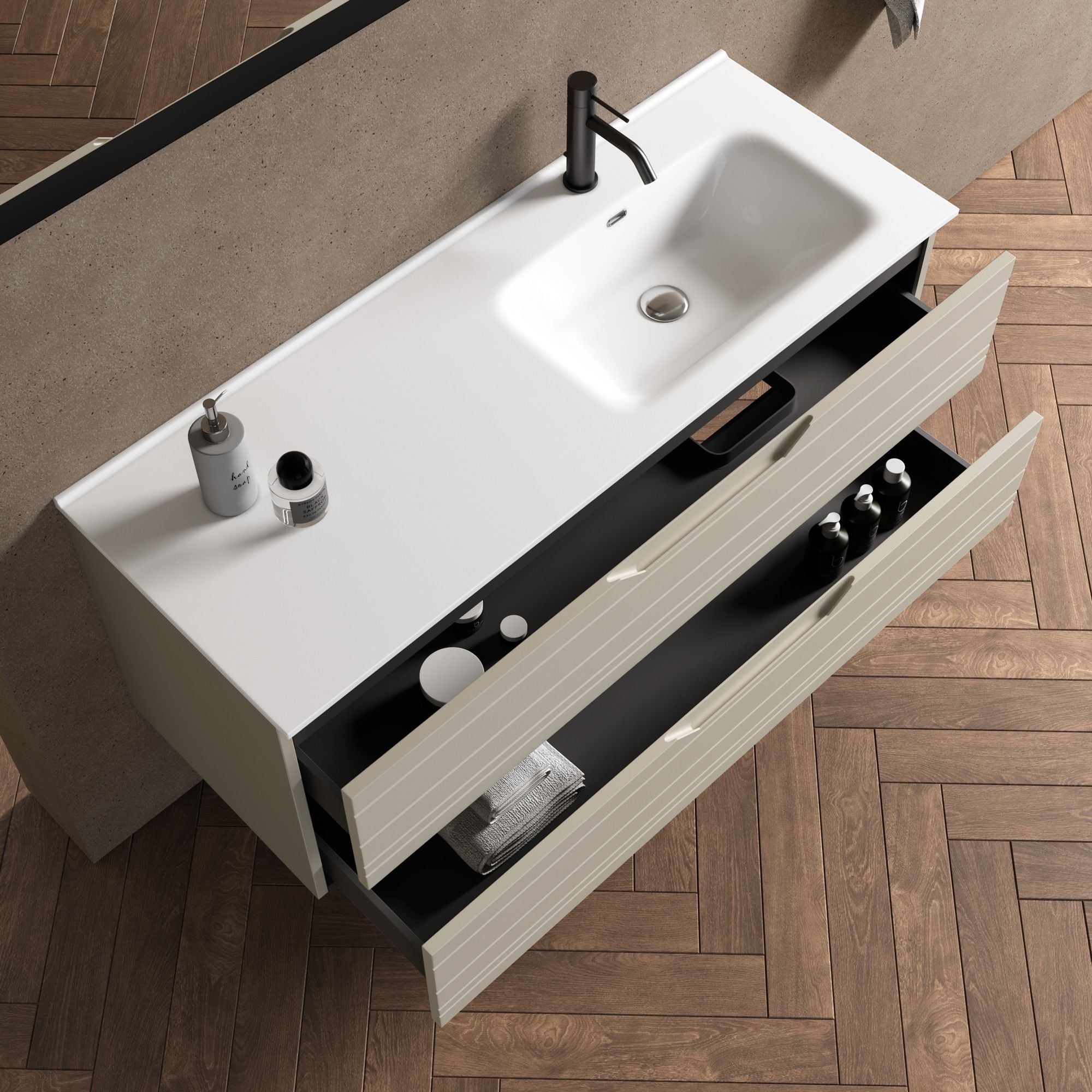 Composizione vasca DX 4 pezzi CORDELIA | Tortora