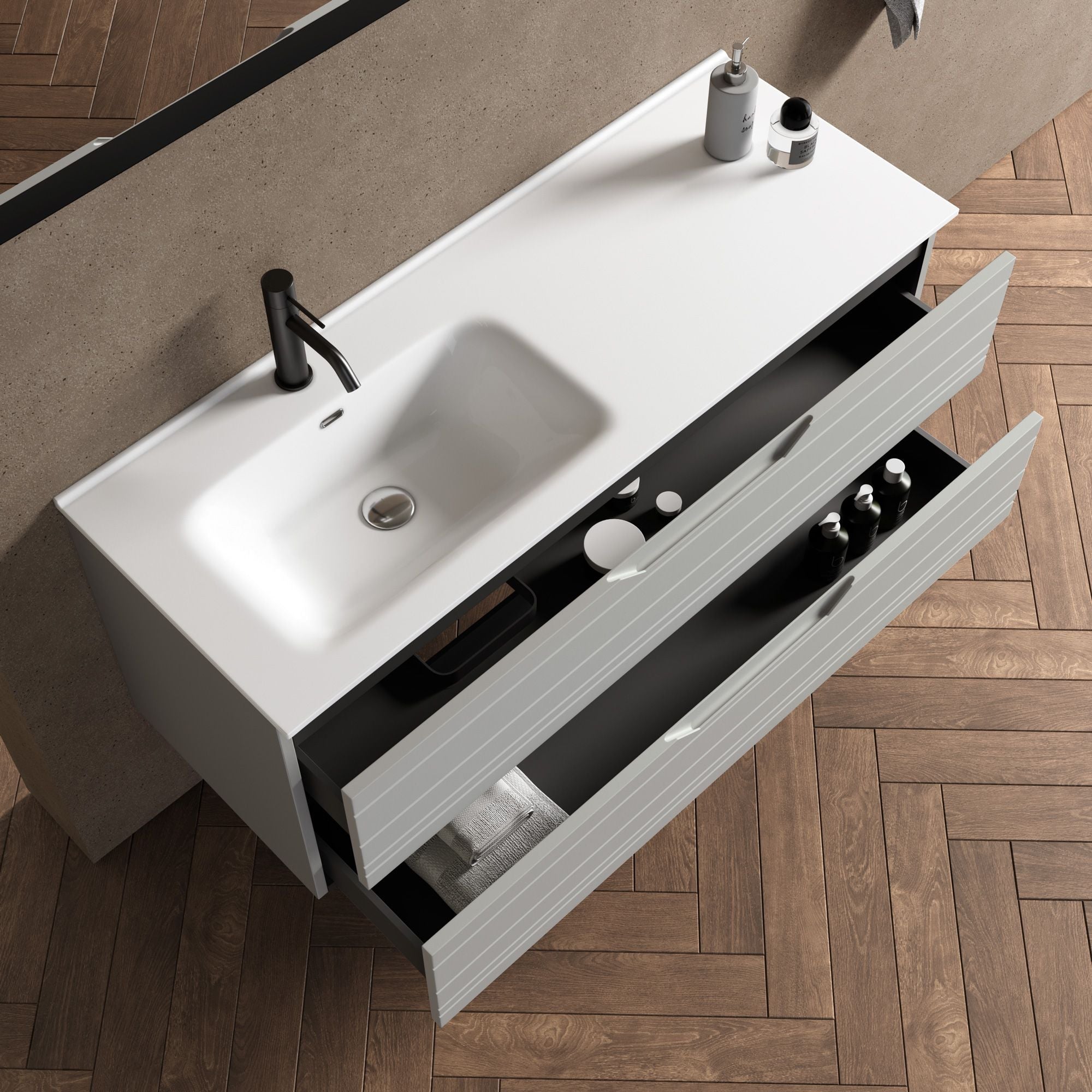 Composizione vasca SX 4 pezzi CORDELIA | Grigio