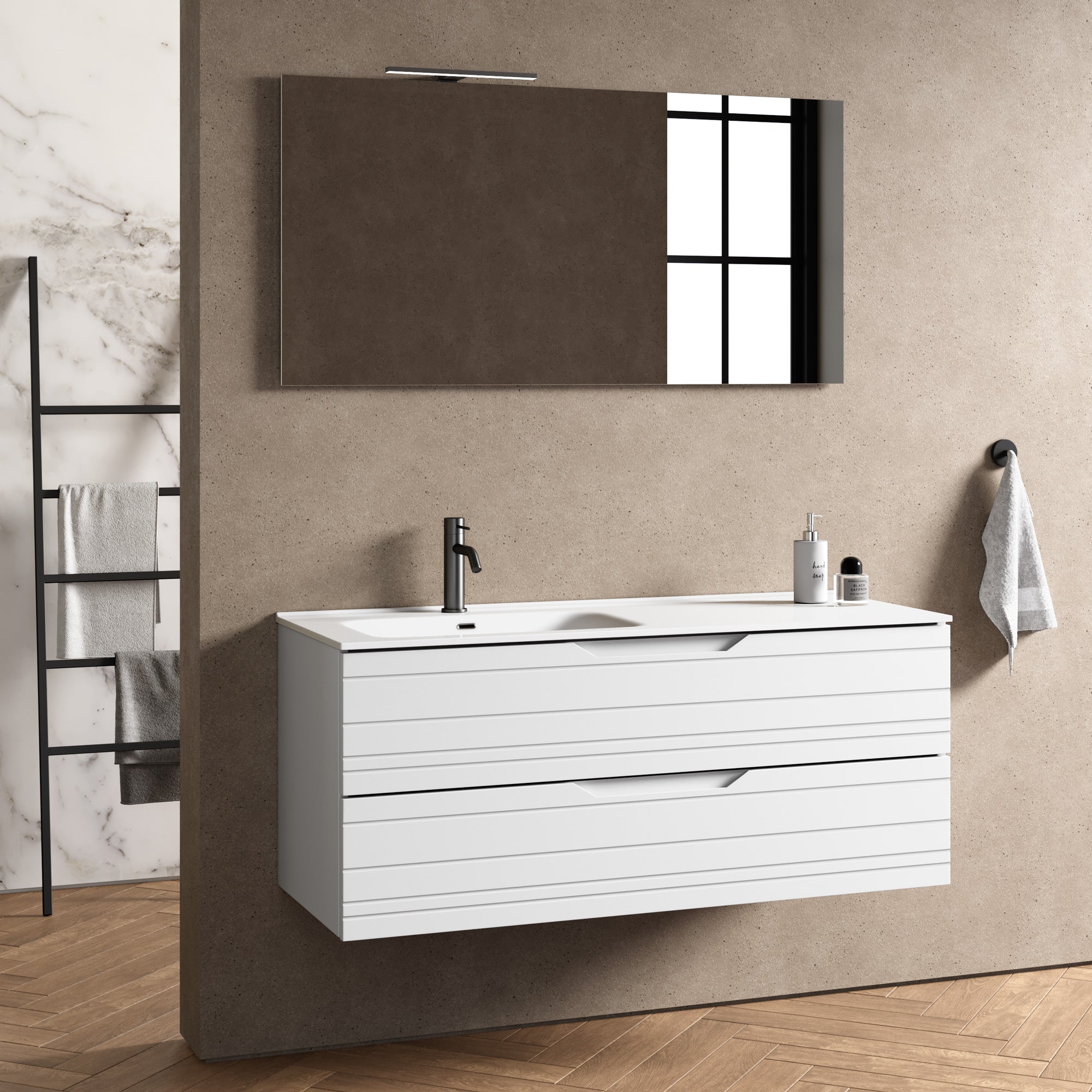 Composizione vasca SX 4 pezzi CORDELIA-42 | Bianco opaco