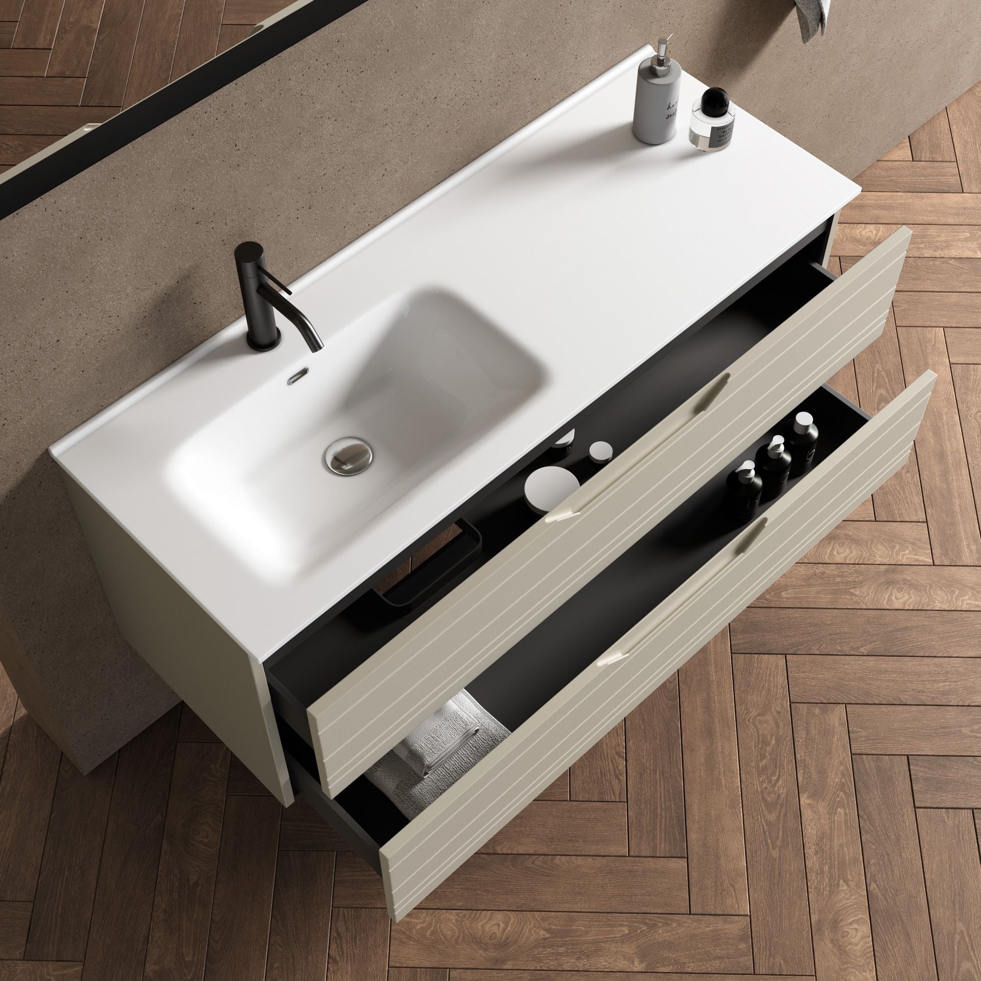 Composizione vasca SX 4 pezzi CORDELIA | Tortora