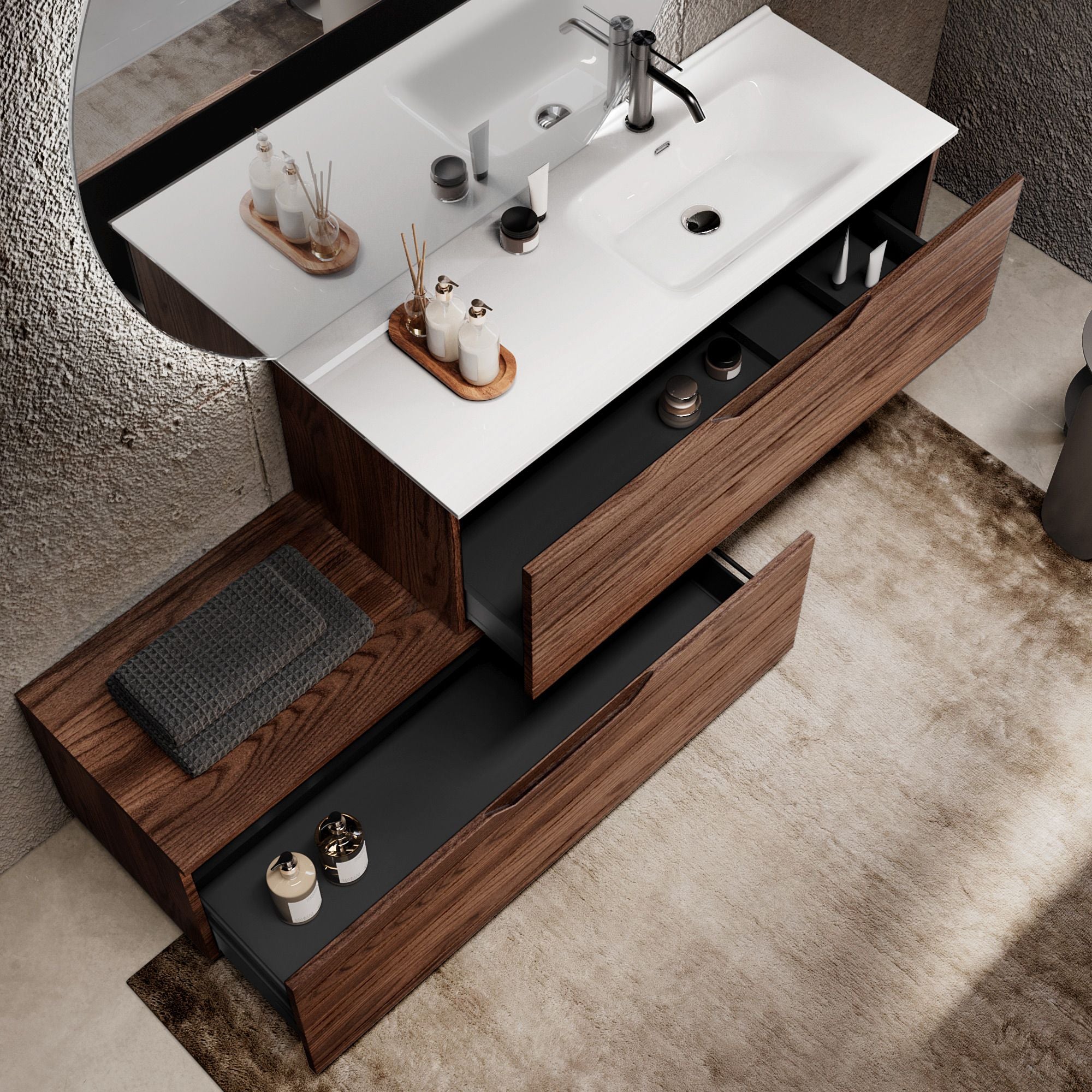 Composizione vasca DX 4 pezzi CORDELIA | Rovere rio