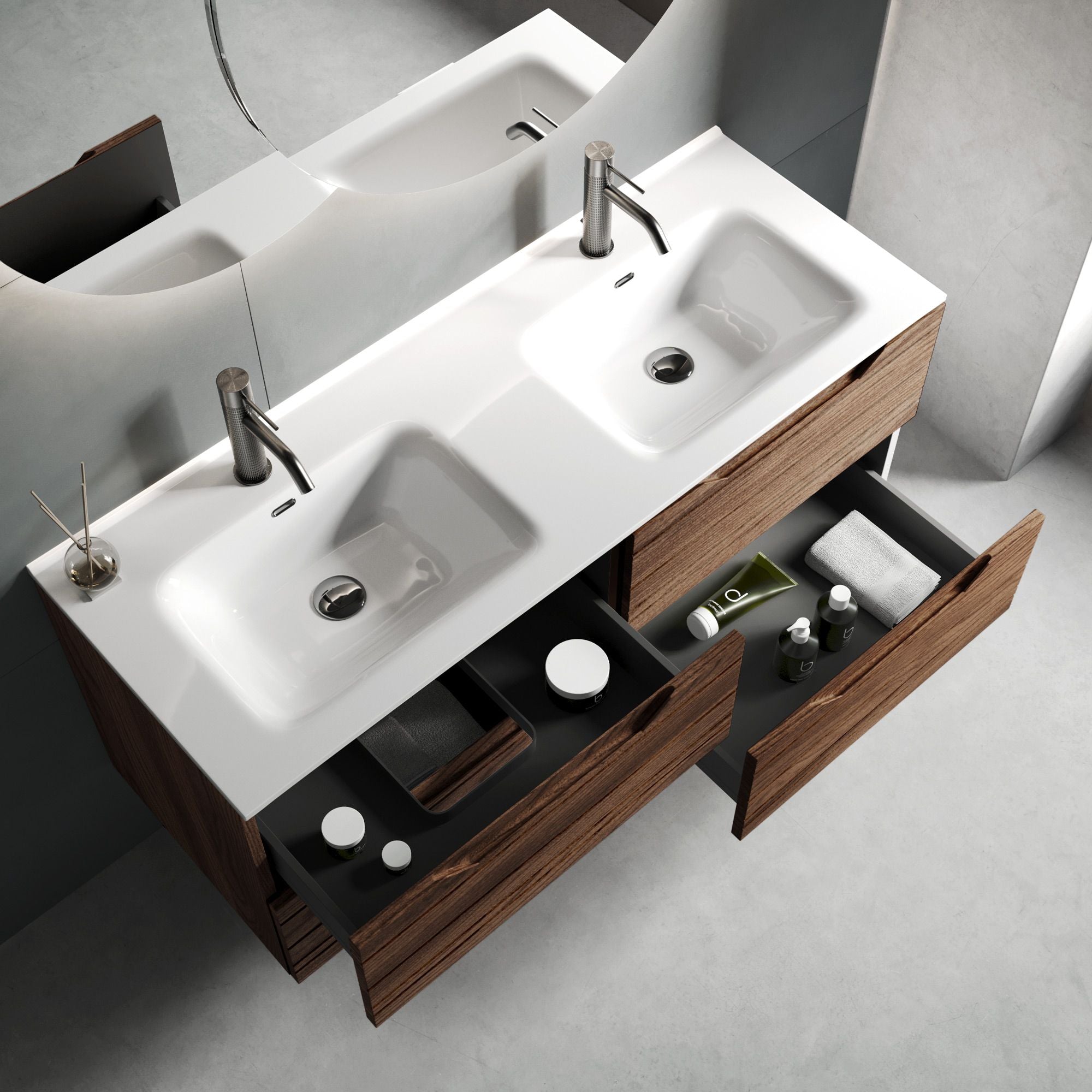 Composizione doppia vasca CORDELIA | Rovere rio