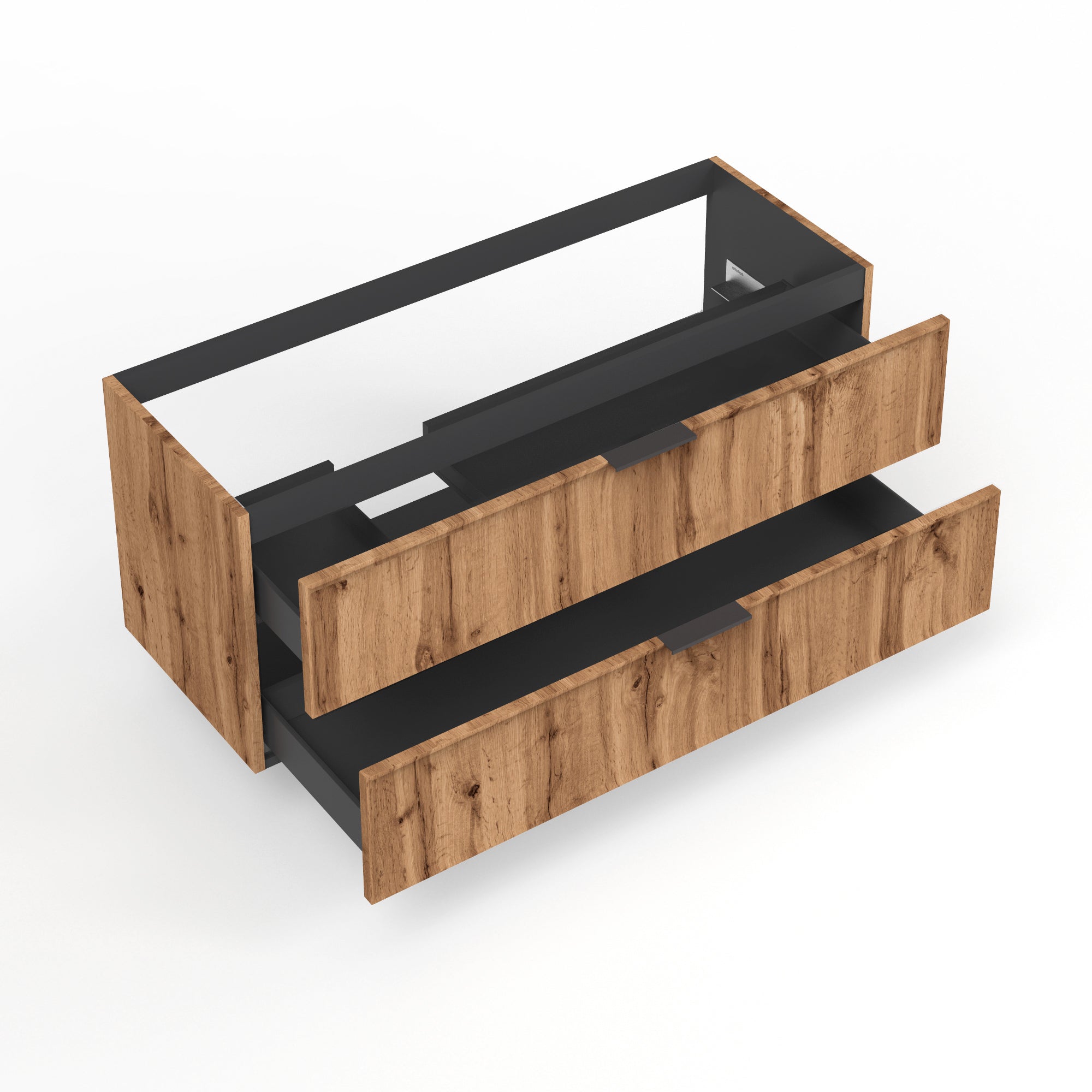 Base portalavabo 2 cassetti per vasca SX ATLAS | Quercia