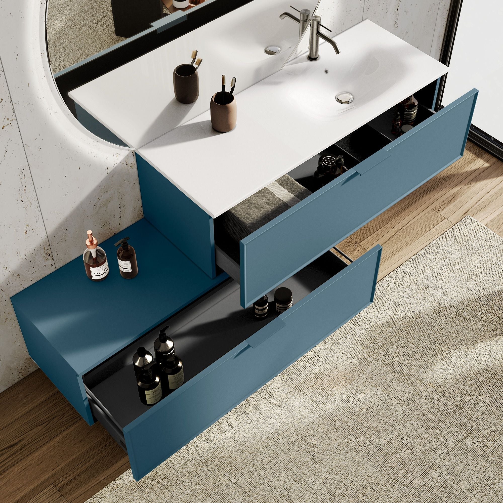 Composizione vasca DX 4 pezzi ATLAS | Blu
