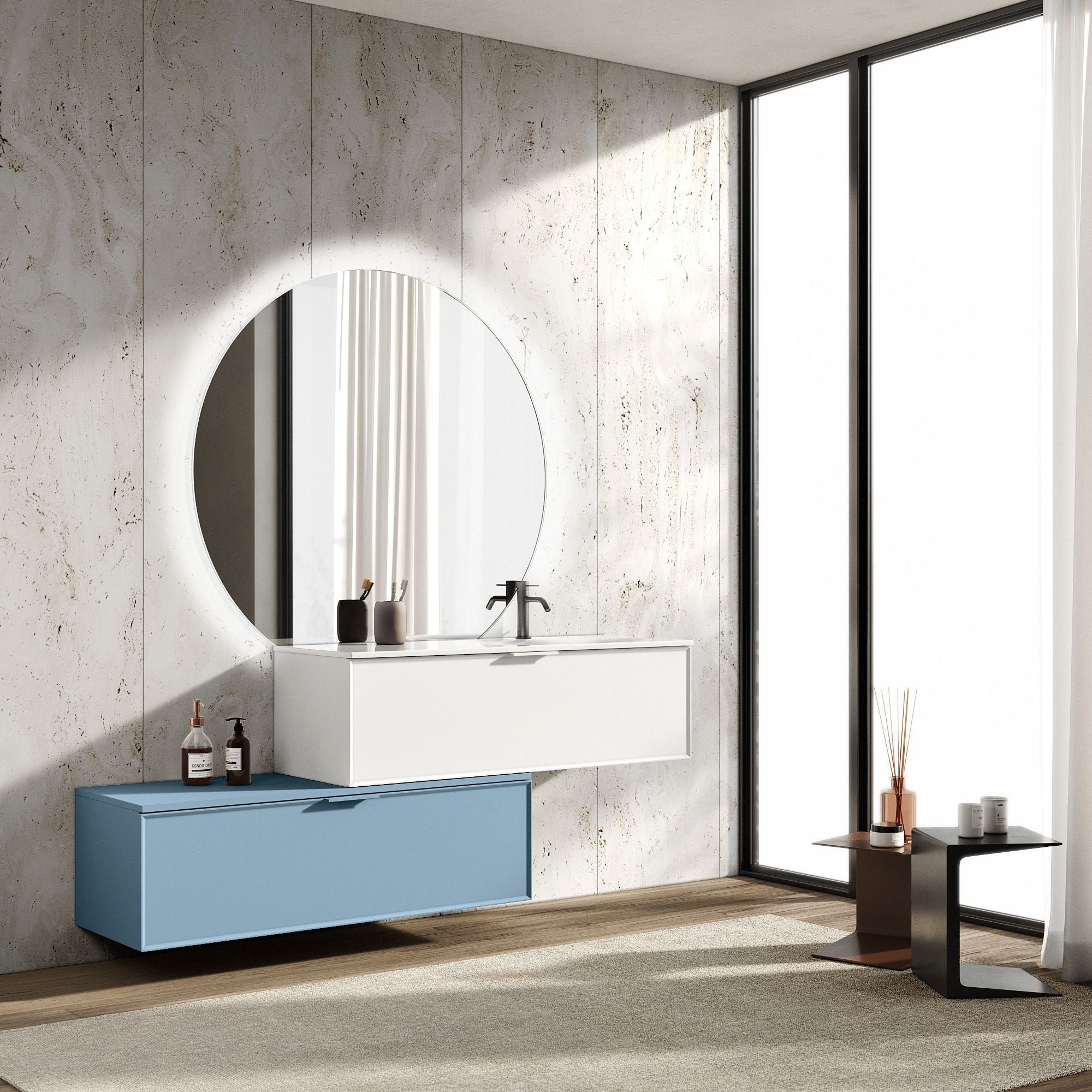Composizione vasca DX 4 pezzi ATLAS | Bianco/| Azzurro tiffany