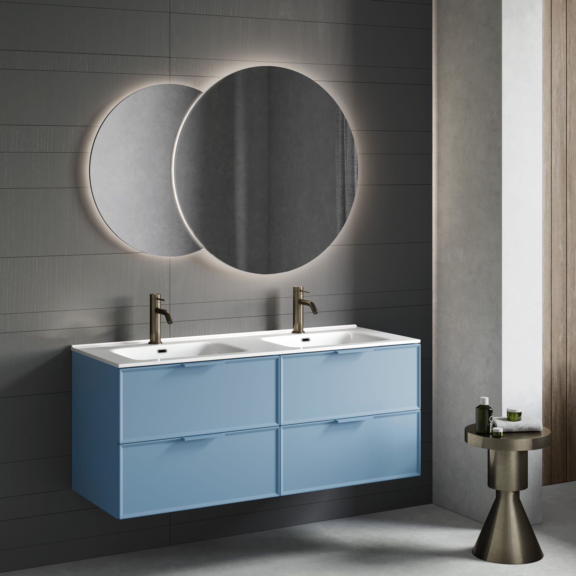 Composizione doppia vasca 4 pezzi ATLAS | Azzurro tiffany