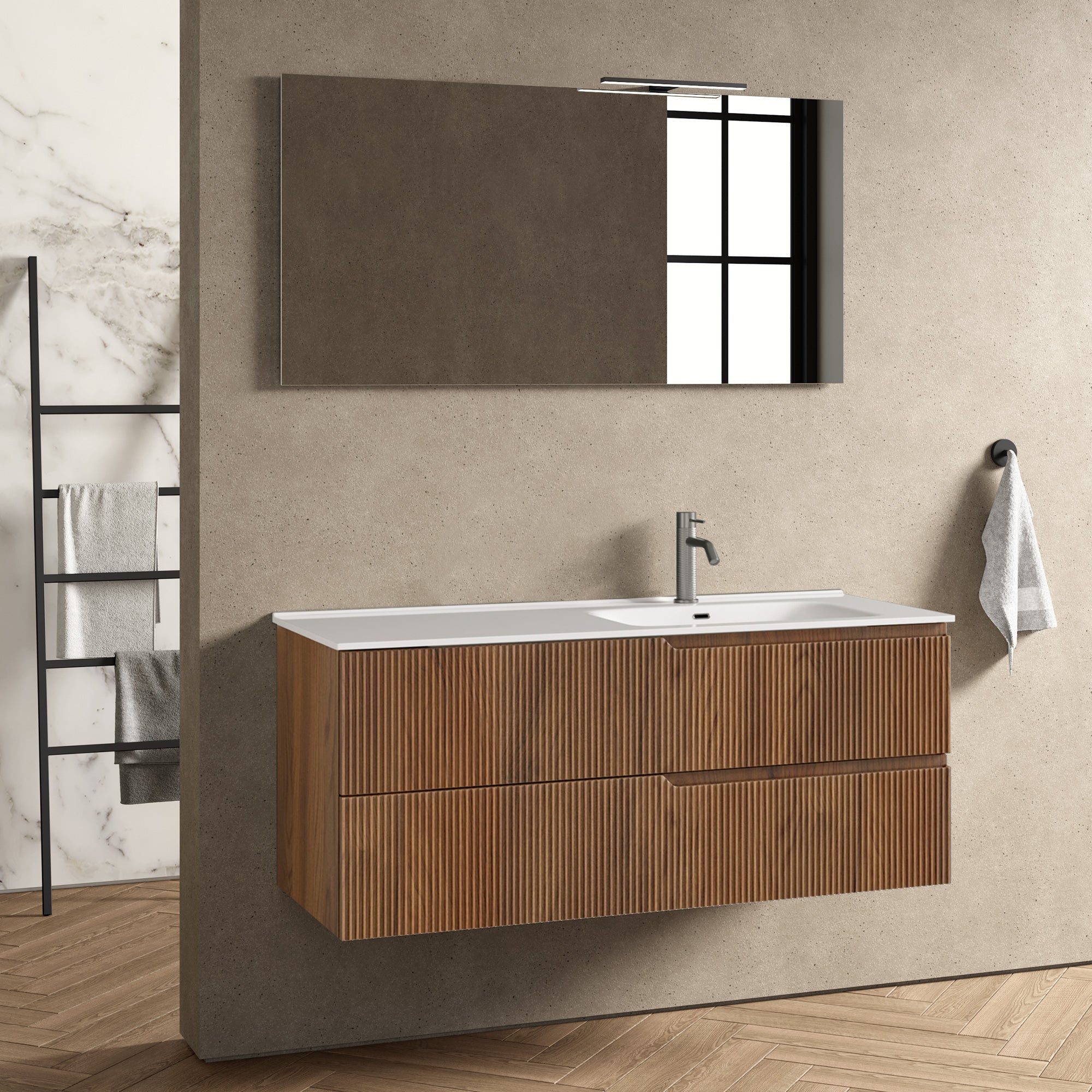 Composizione vasca DX 4 pezzi EUPORIA-41 | Rovere rio