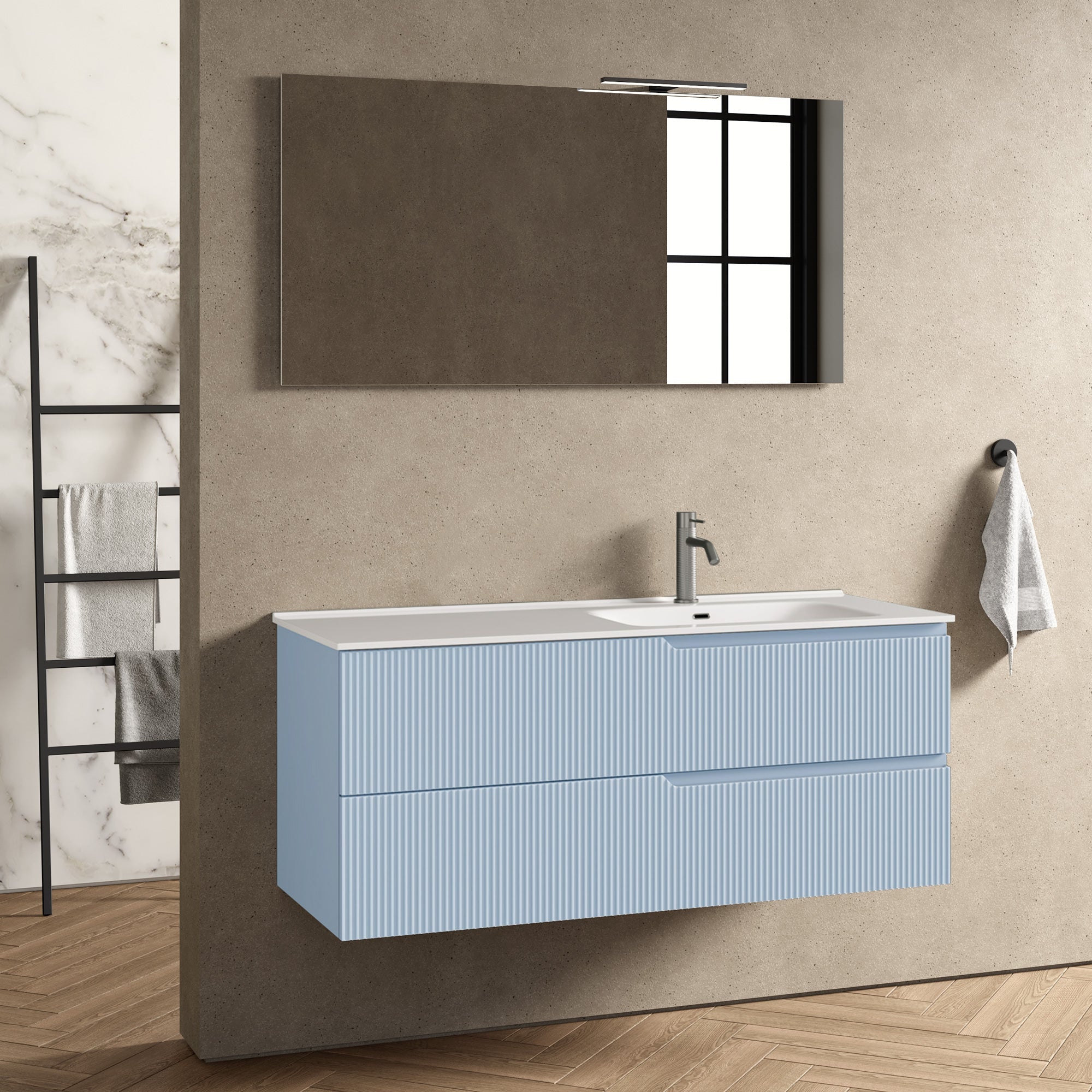 Composizione vasca DX 4 pezzi EUPORIA-41 | Azzurro tiffany