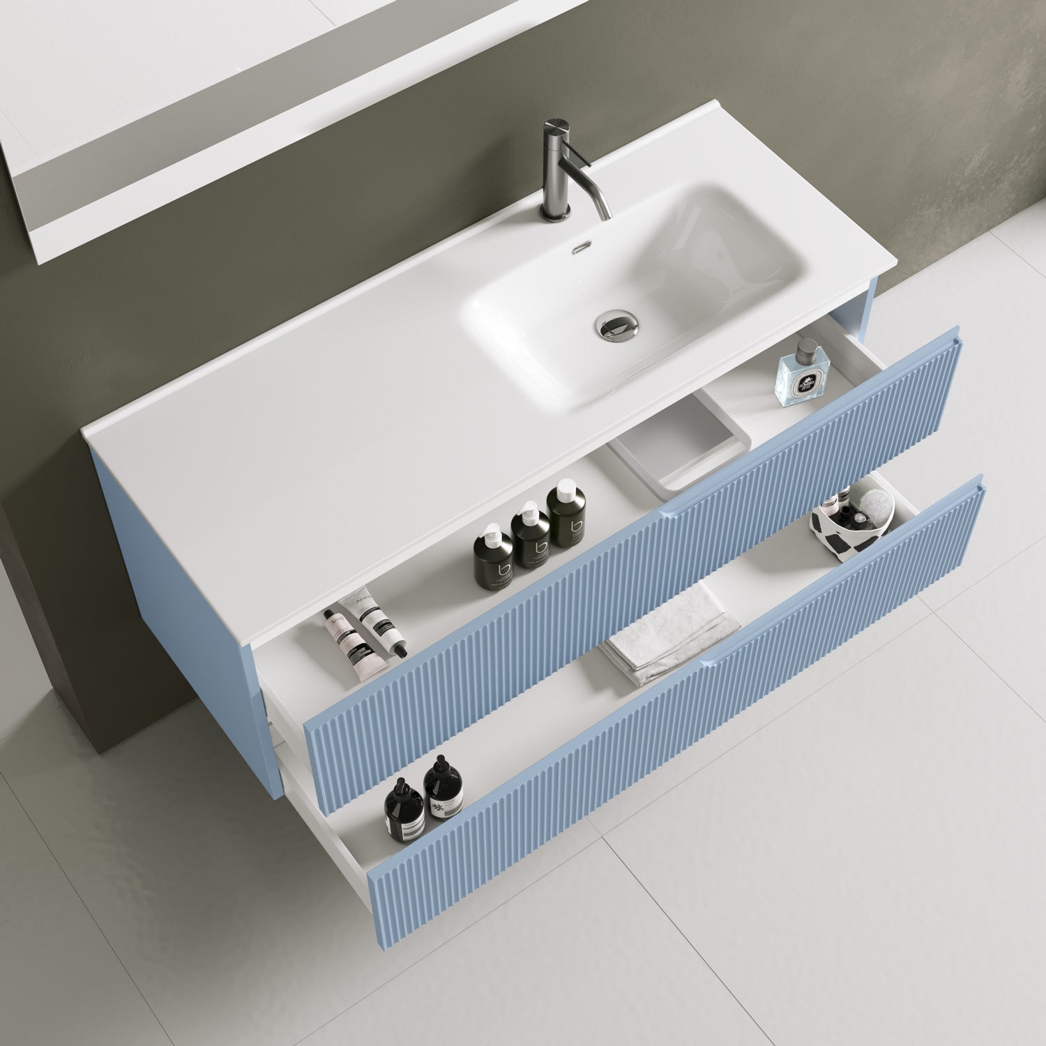 Composizione vasca DX 4 pezzi EUPORIA-41 | Azzurro tiffany