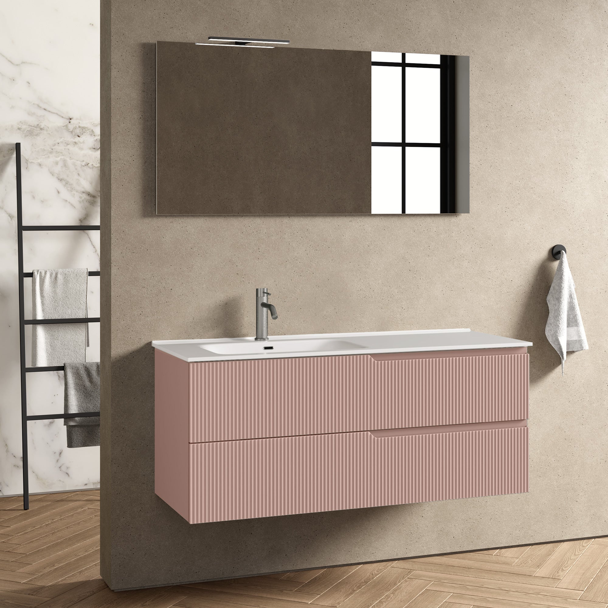 Composizione vasca SX 4 pezzi EUPORIA-42 | Rosa cipria