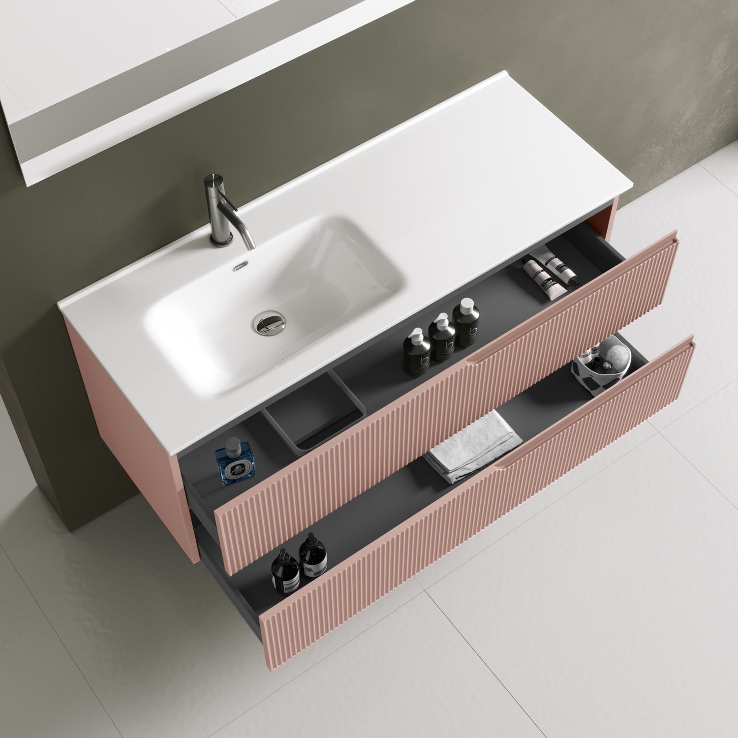 Composizione vasca SX 4 pezzi EUPORIA-42 | Rosa cipria