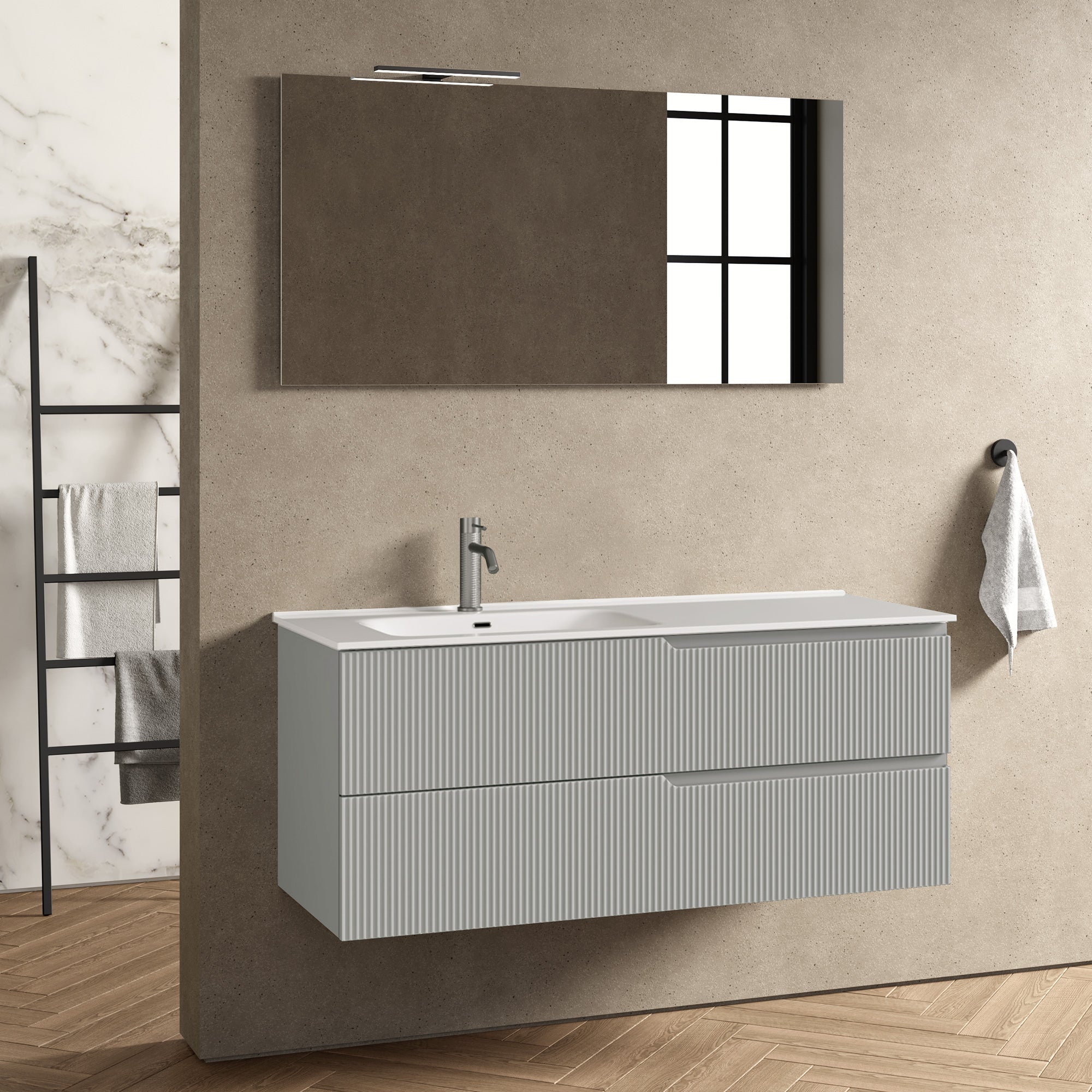 Composizione vasca SX 4 pezzi EUPORIA-42 | Grigio opaco