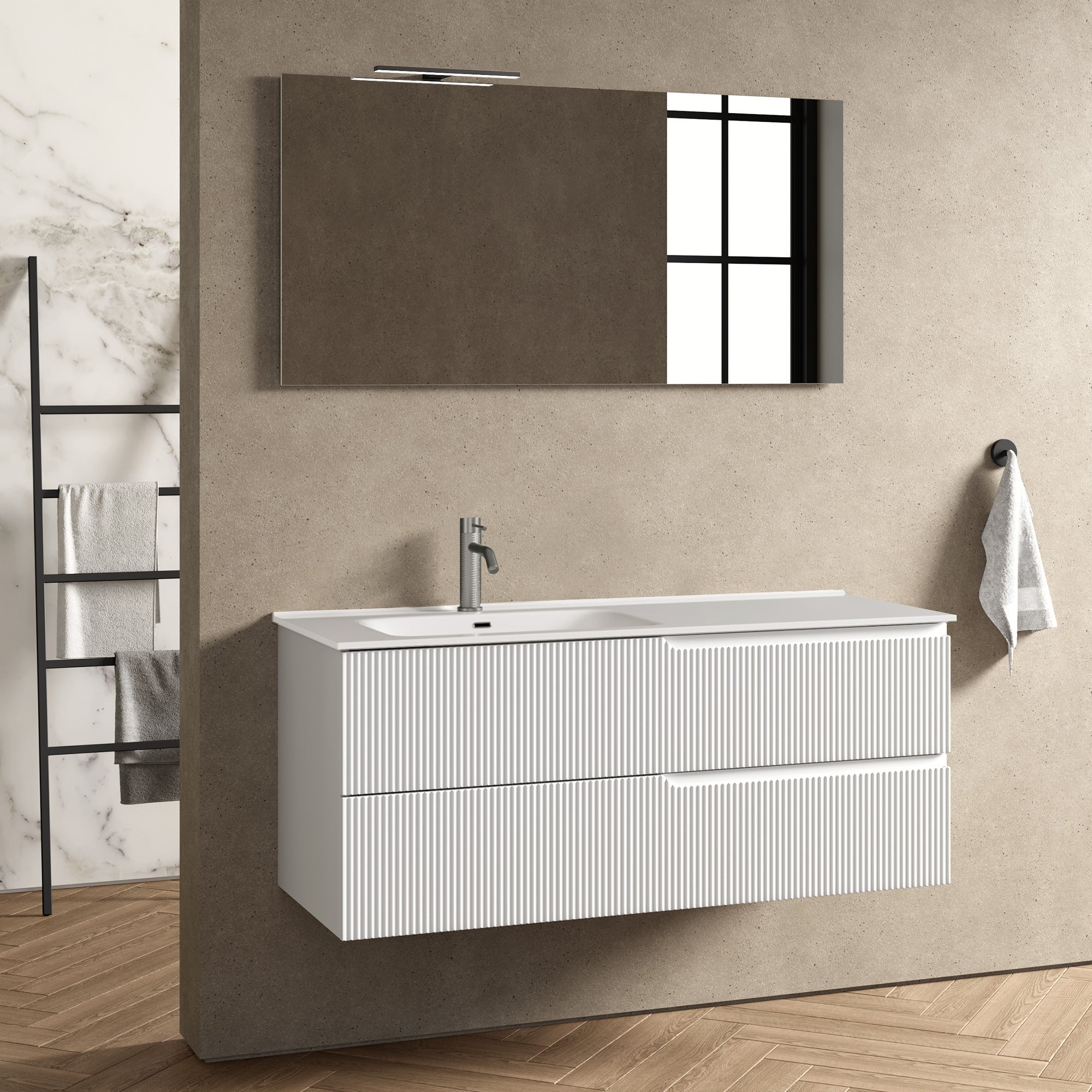 Composizione vasca SX 4 pezzi EUPORIA-42 | Bianco opaco