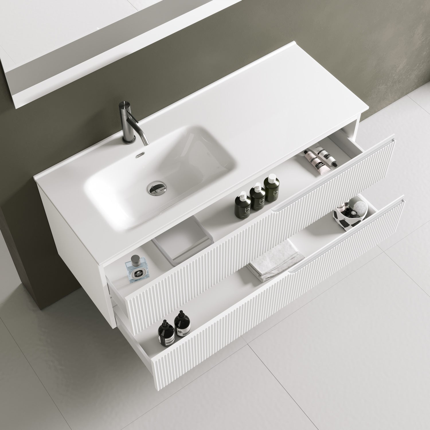 Composizione vasca SX 4 pezzi EUPORIA-42 | Bianco opaco