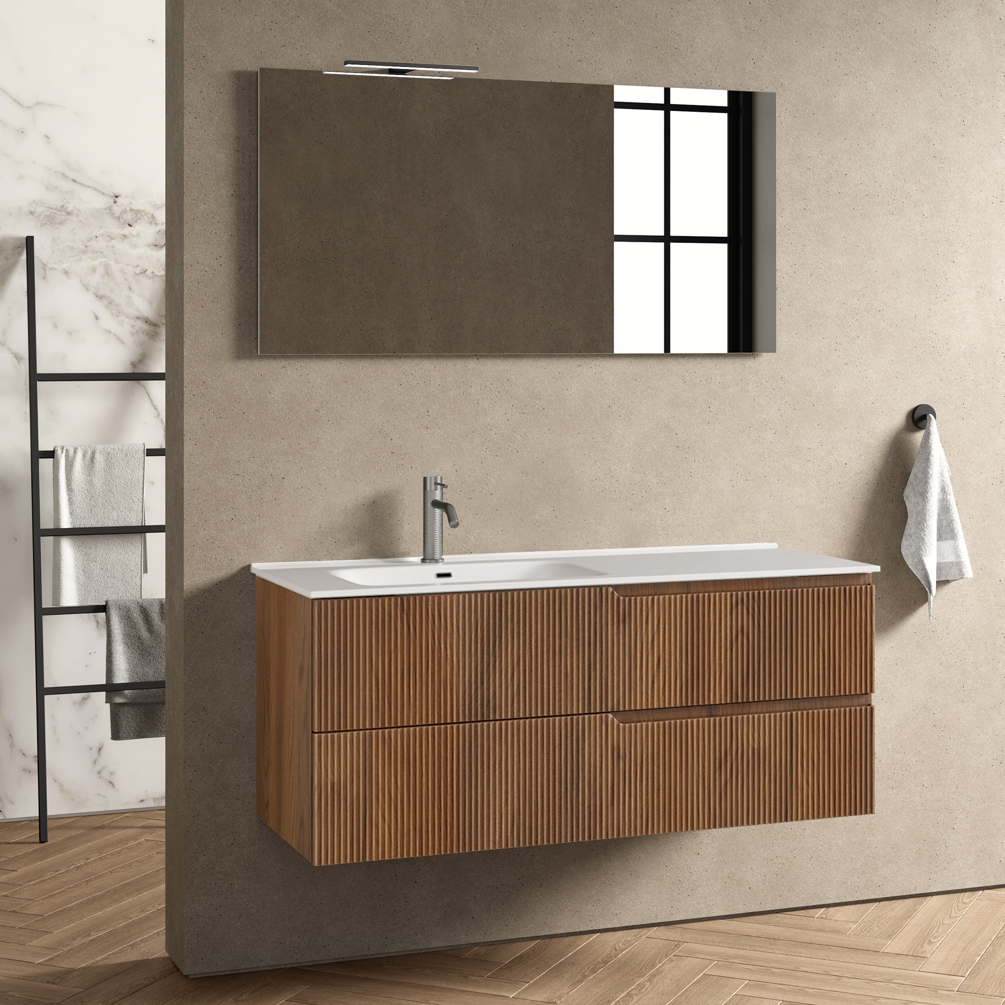 Composizione vasca SX 4 pezzi EUPORIA-42 | Rovere rio