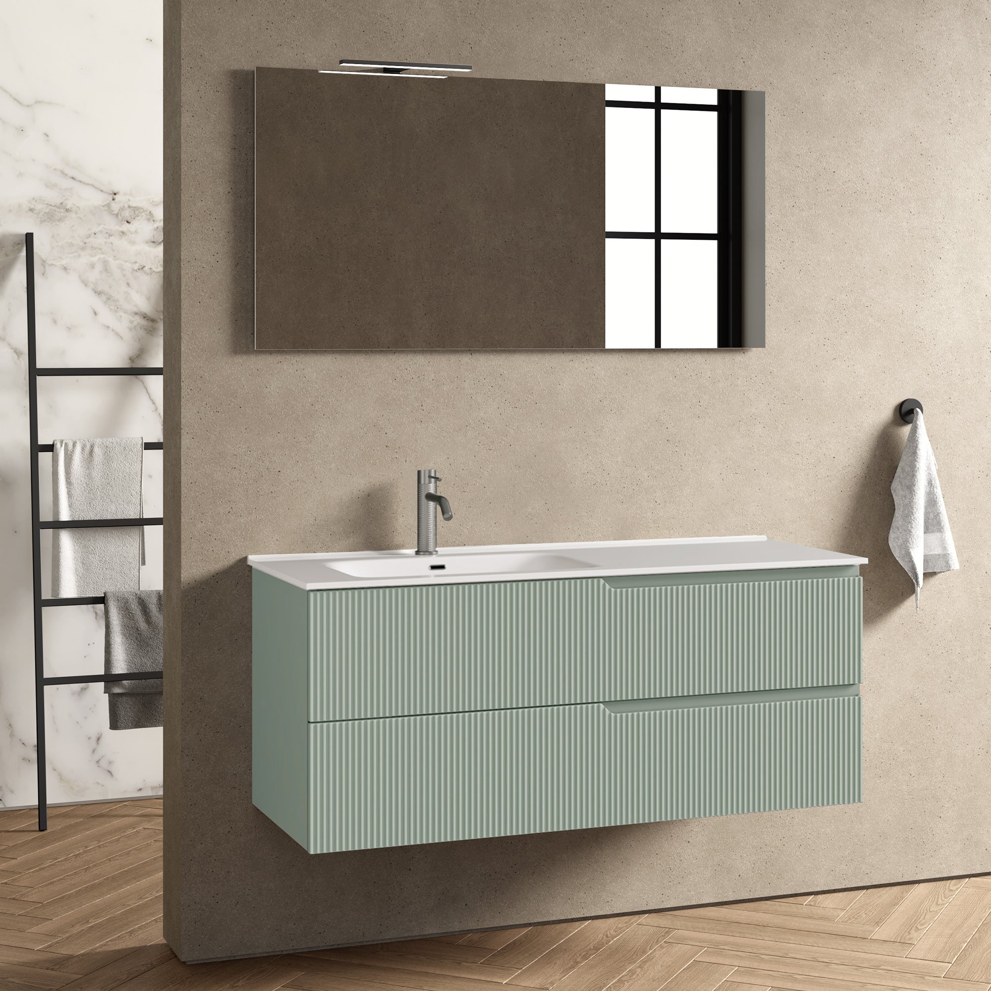 Composizione vasca SX 4 pezzi EUPORIA-42 | Verde salvia