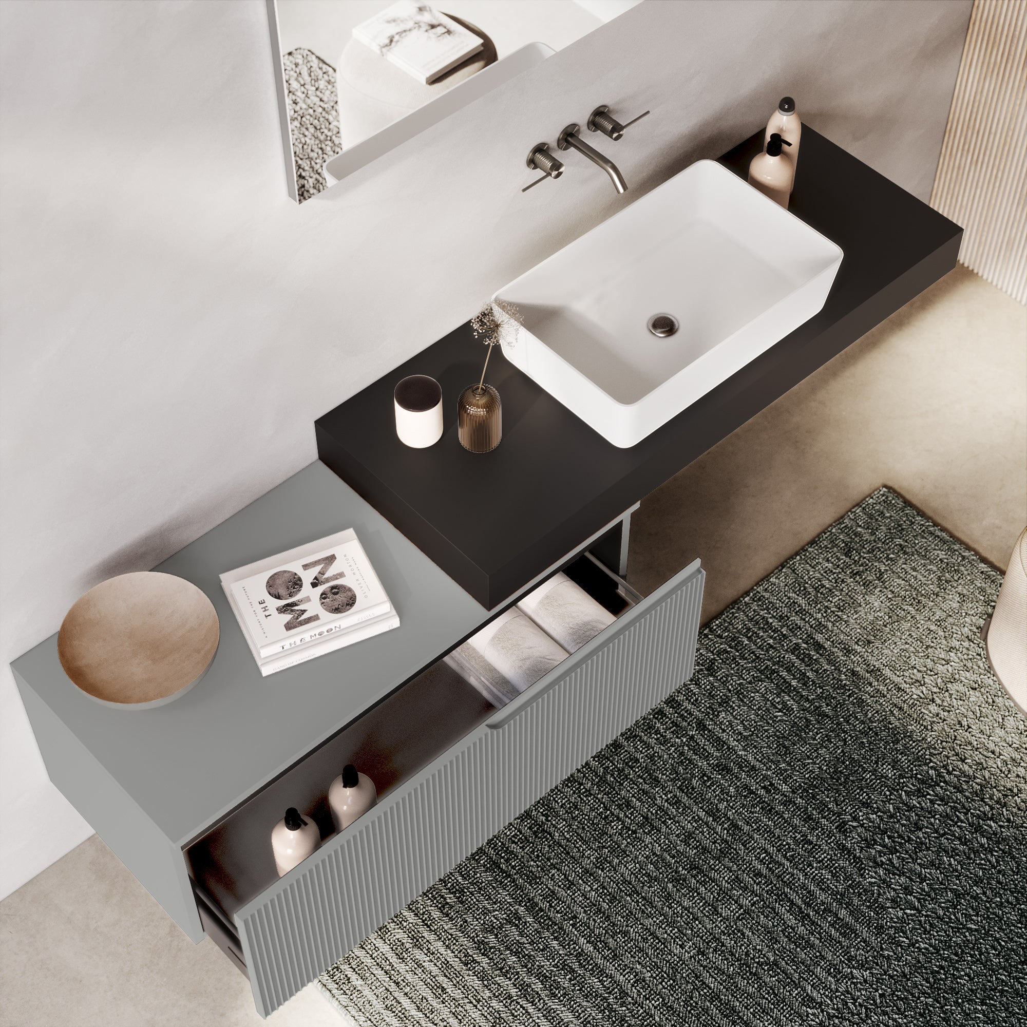 Composizione 4 pezzi EUPORIA-52 | Antracite/Grigio opaco