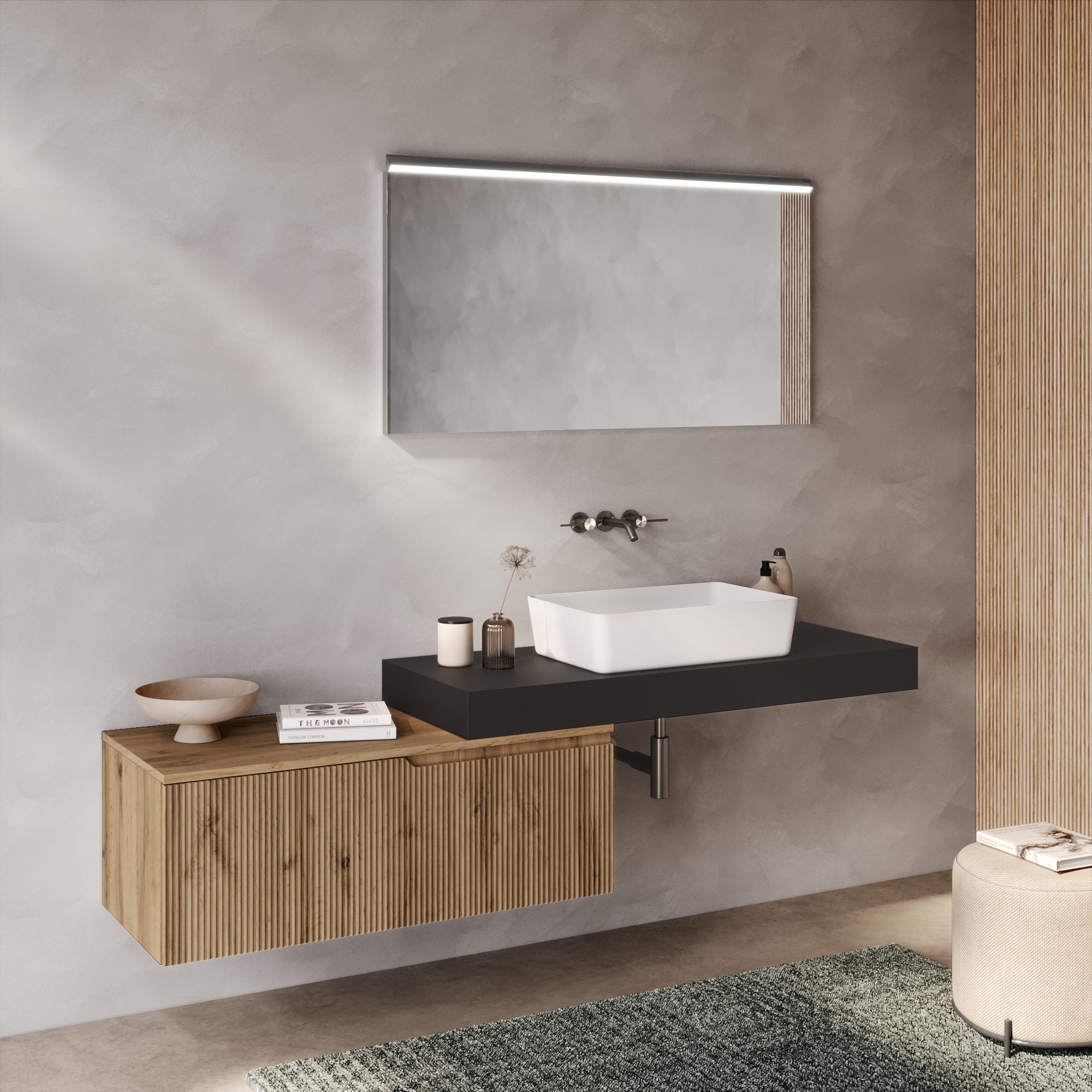 Composizione 4 pezzi EUPORIA-52 | Antracite/Quercia