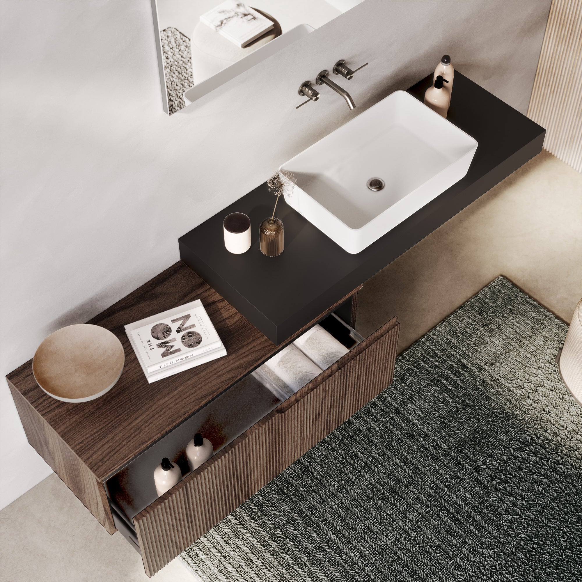 Composizione 4 pezzi EUPORIA-52 | Antracite/Rovere rio