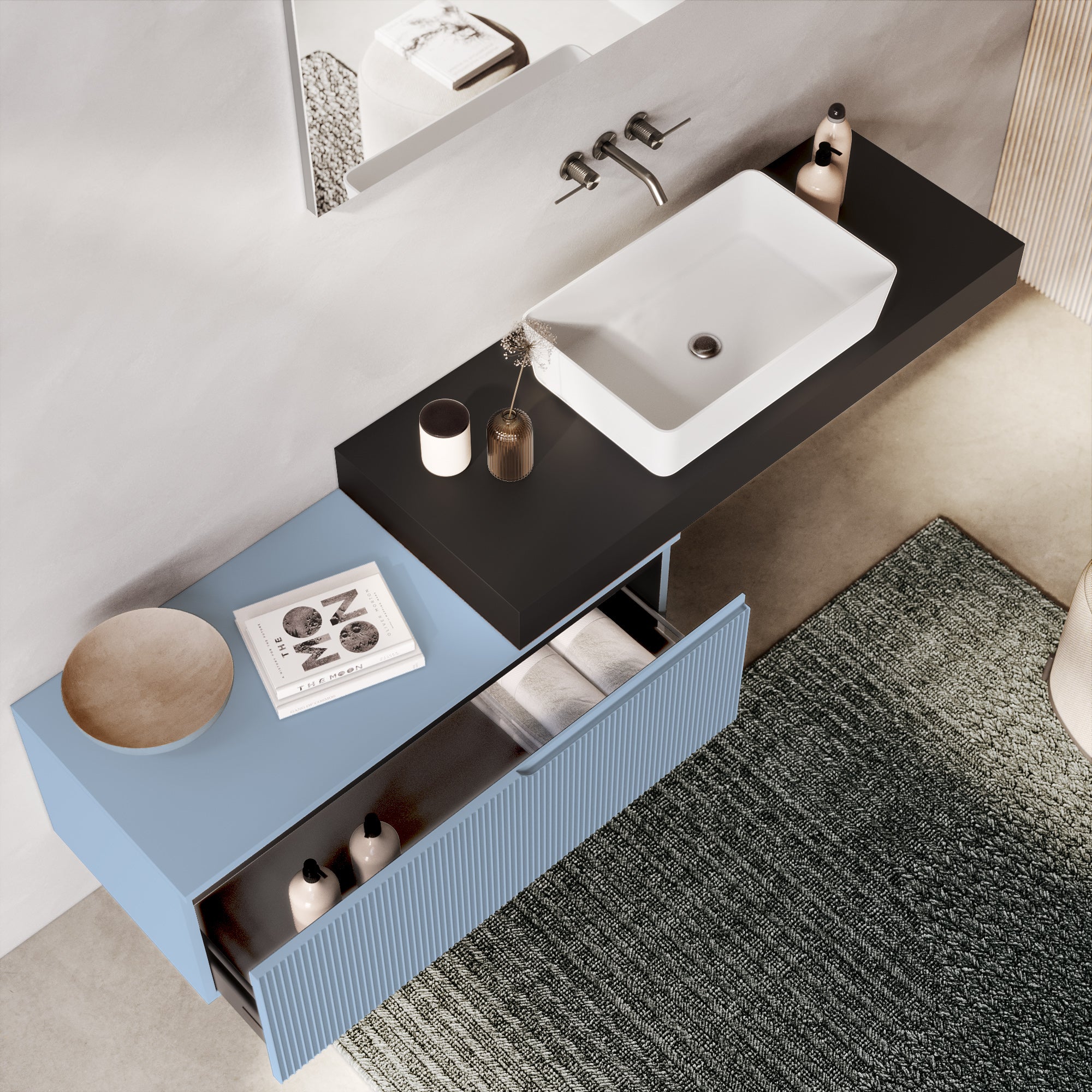 Composizione 4 pezzi EUPORIA-52 | Antracite/Azzurro tiffany