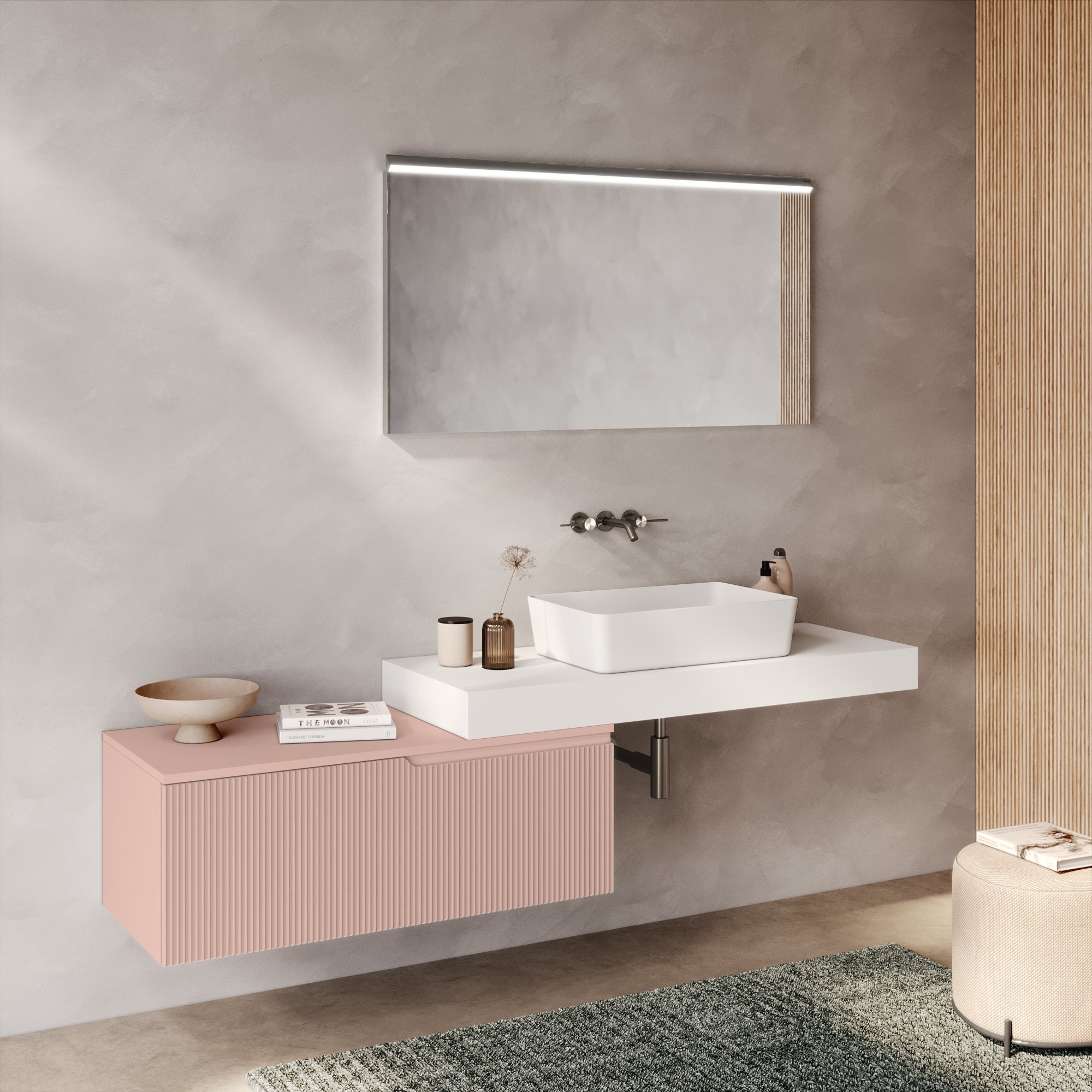 Composizione 4 pezzi EUPORIA-52 | Bianco/Rosa cipria