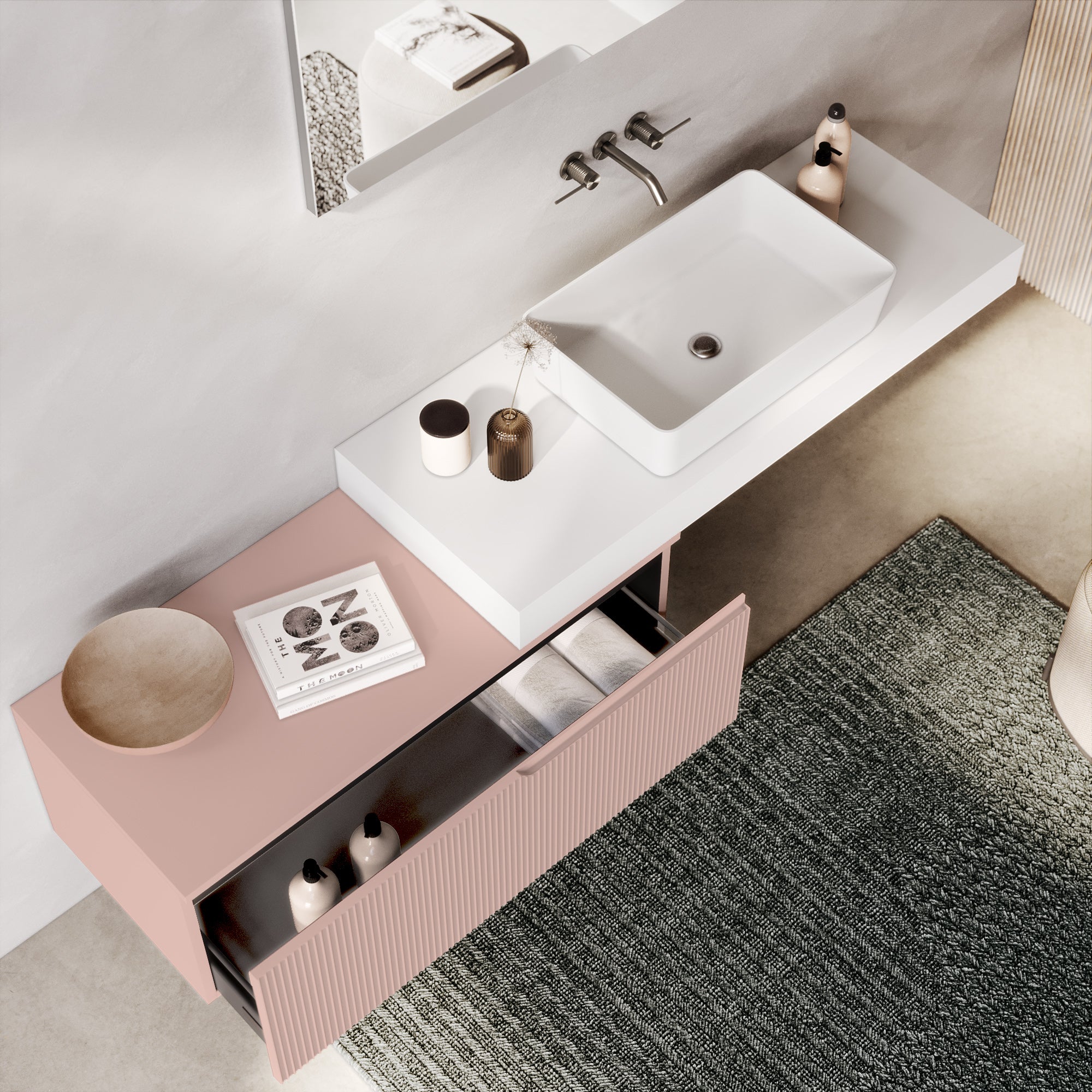 Composizione 4 pezzi EUPORIA-52 | Bianco/Rosa cipria