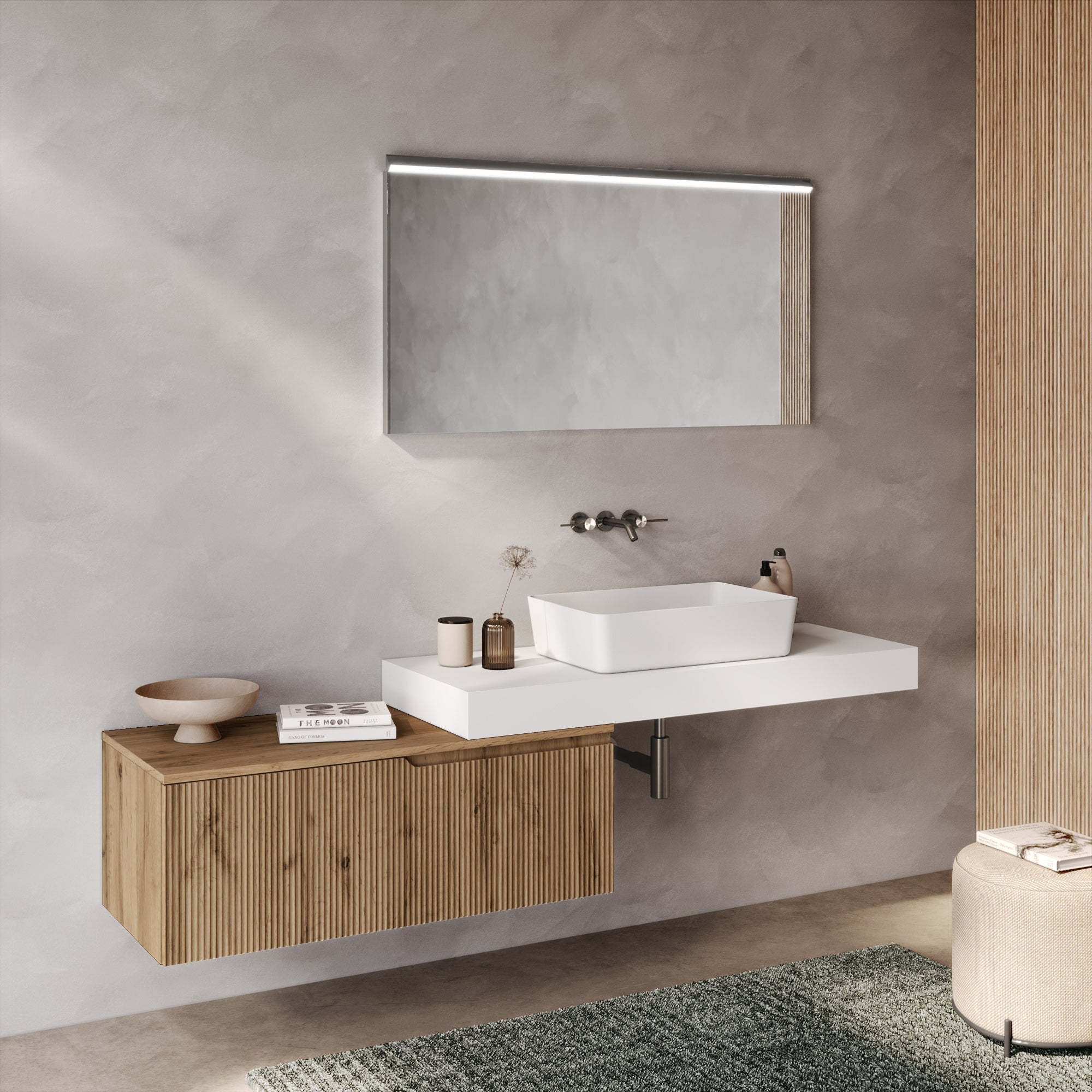 Composizione 4 pezzi EUPORIA-52 | Bianco/Quercia