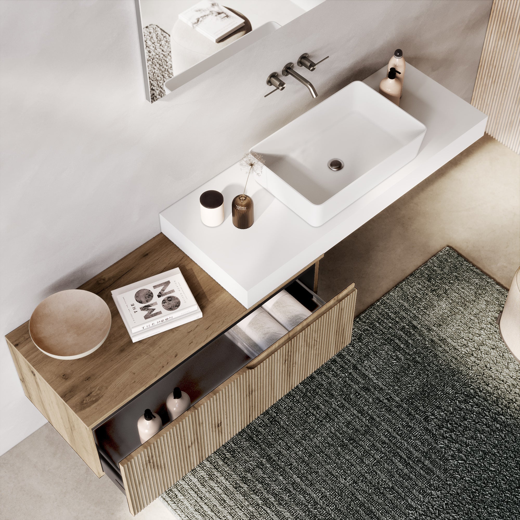 Composizione 4 pezzi EUPORIA-52 | Bianco/Quercia