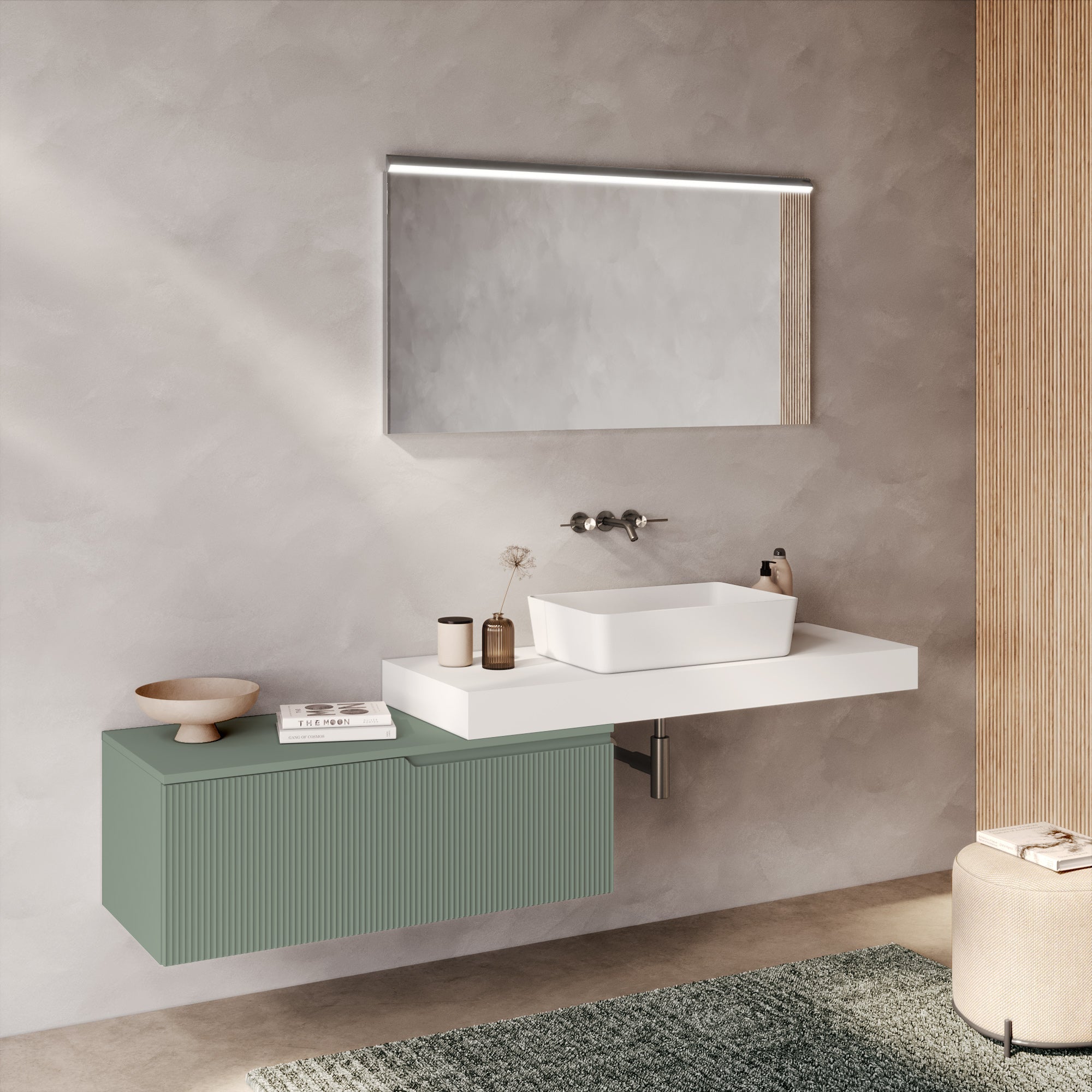 Composizione 4 pezzi EUPORIA-52 | Bianco/Verde salvia