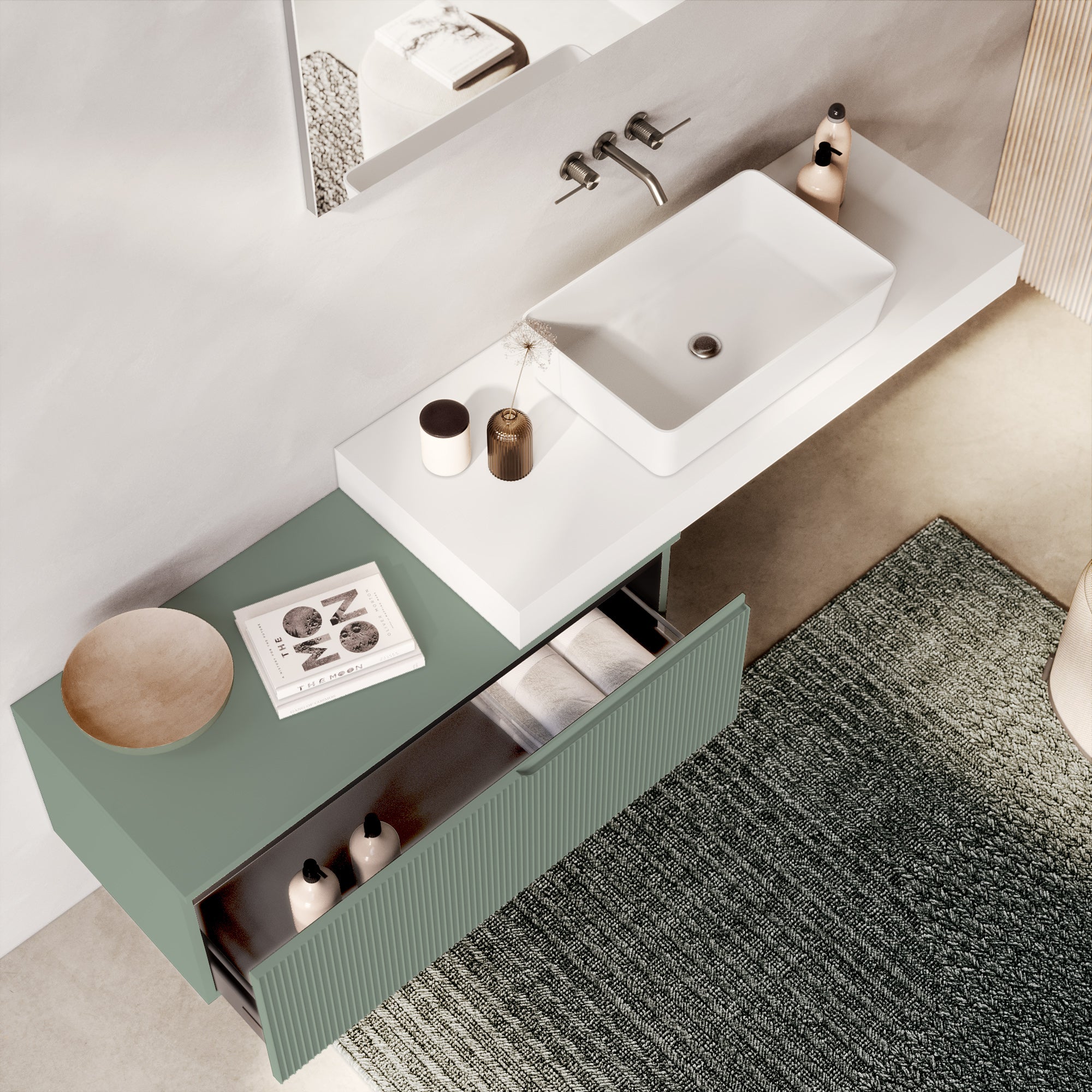 Composizione 4 pezzi EUPORIA-52 | Bianco/Verde salvia