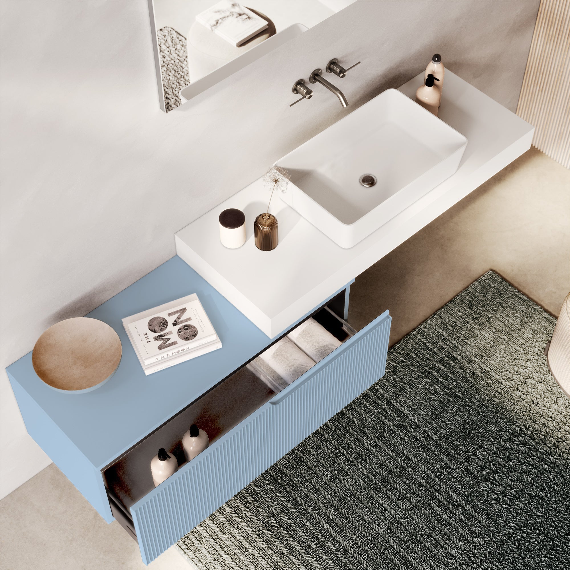 Composizione 4 pezzi EUPORIA-52 | Bianco/Azzurro tiffany