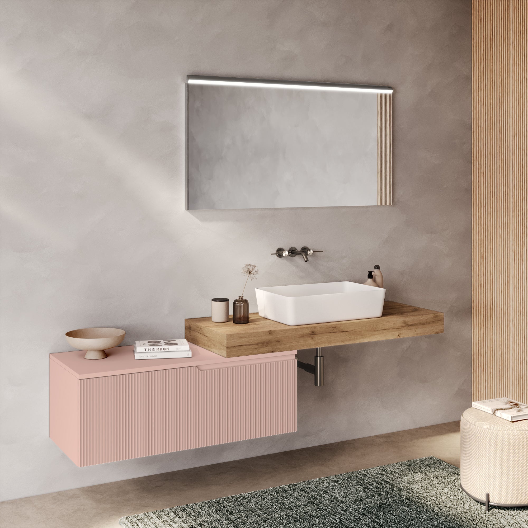 Composizione 4 pezzi EUPORIA-52 | Rovere miele/Rosa cipria