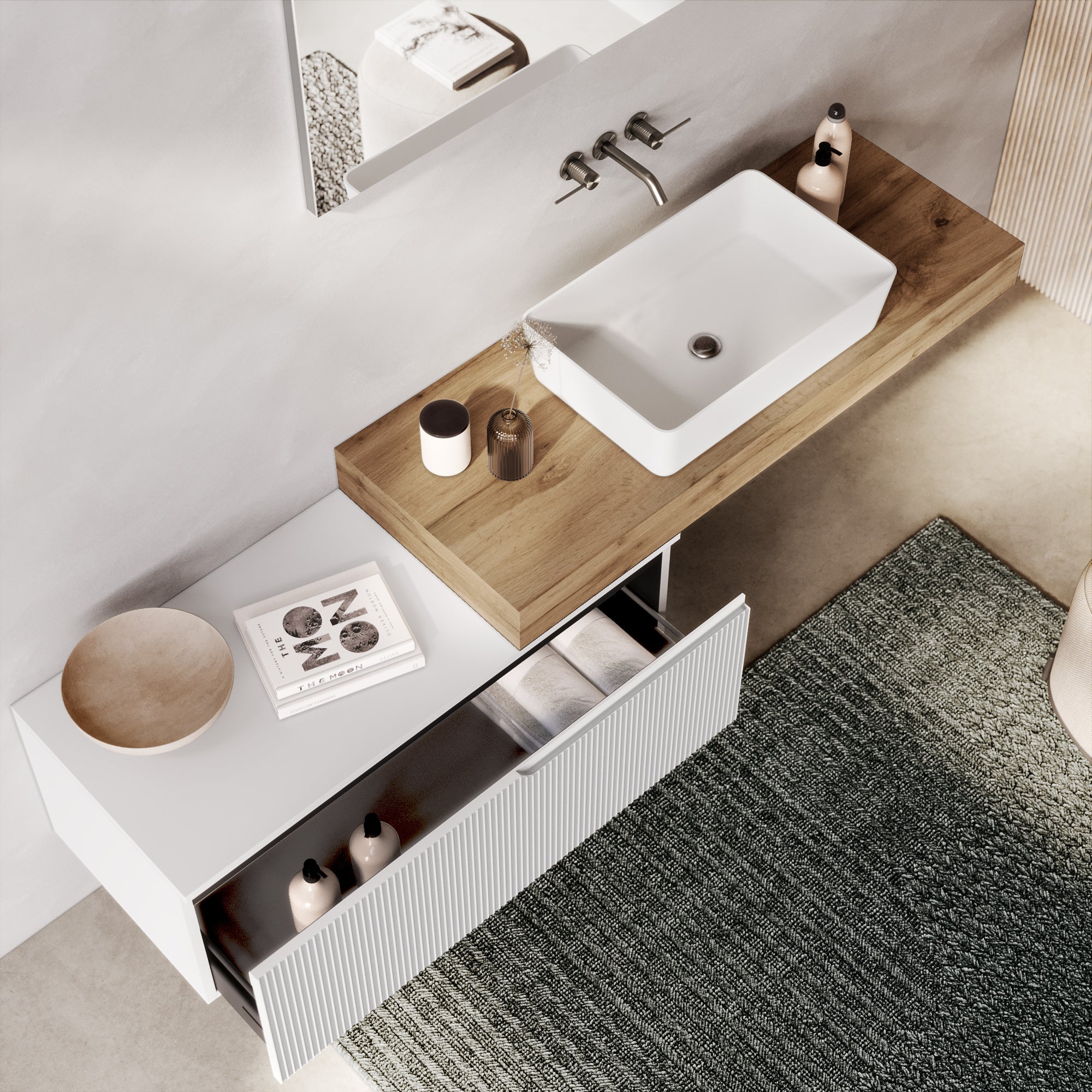 Composizione 4 pezzi EUPORIA-52 | Rovere miele/Bianco