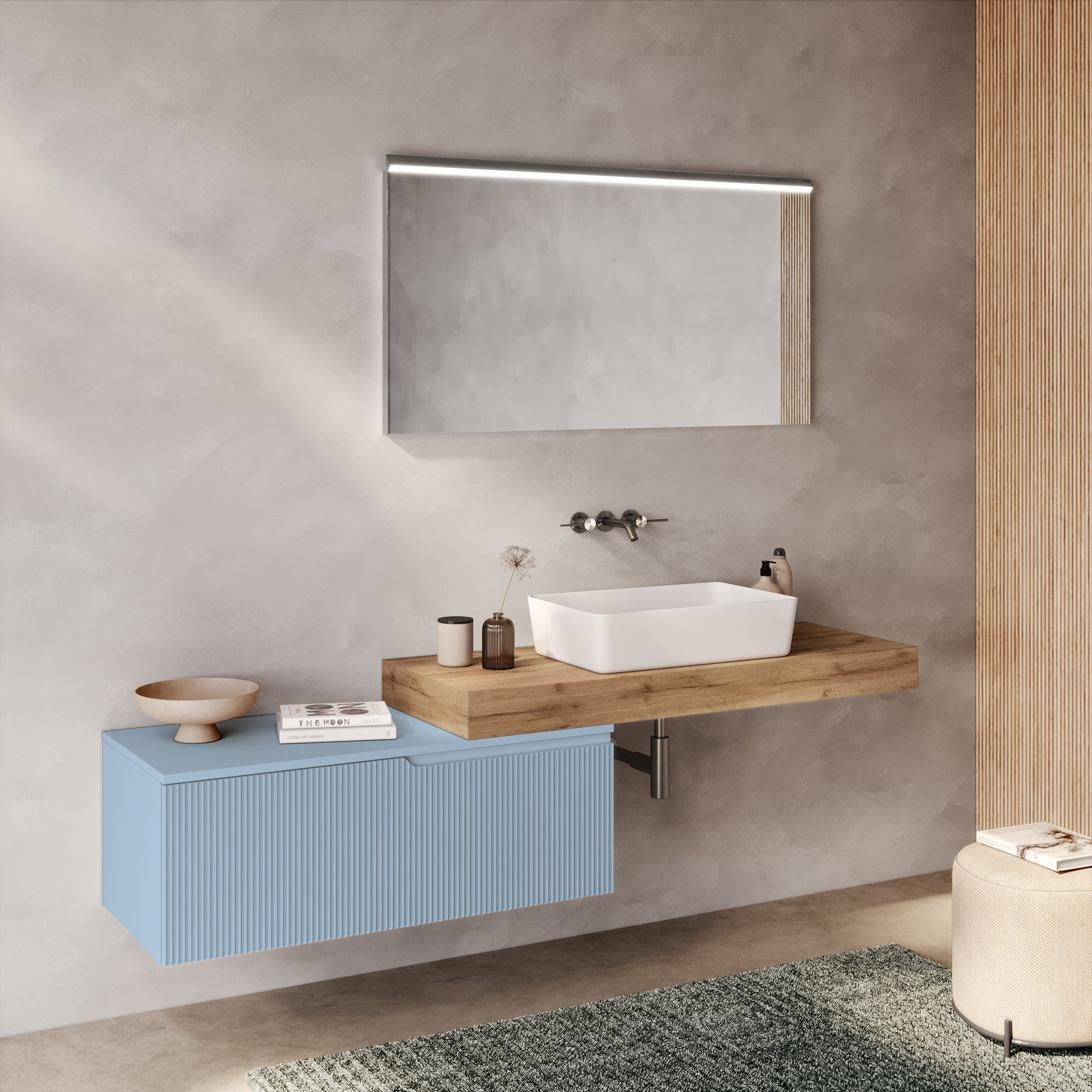 Composizione 4 pezzi EUPORIA-52 | Rovere miele/Azzurro tiffany