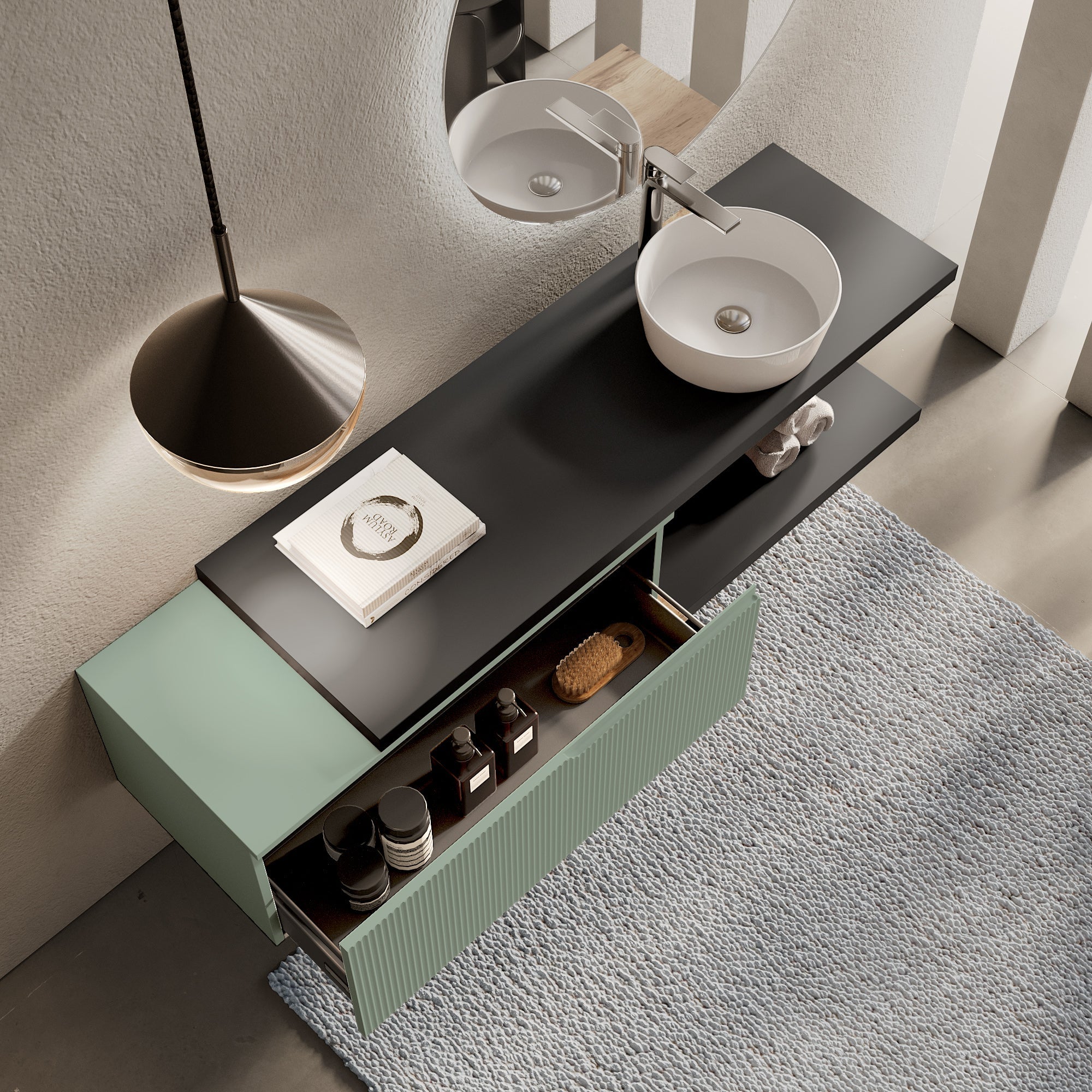 Composizione 5 pezzi EUPORIA-53 | Antracite/Verde salvia