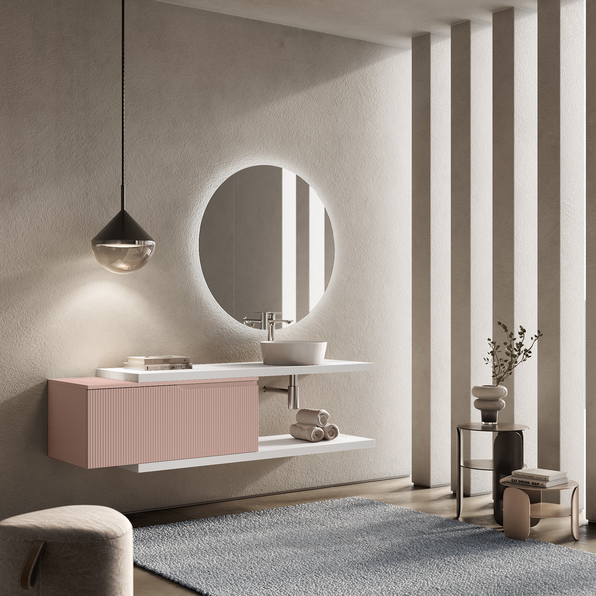 Composizione 5 pezzi EUPORIA-53 | Bianco/Rosa cipria