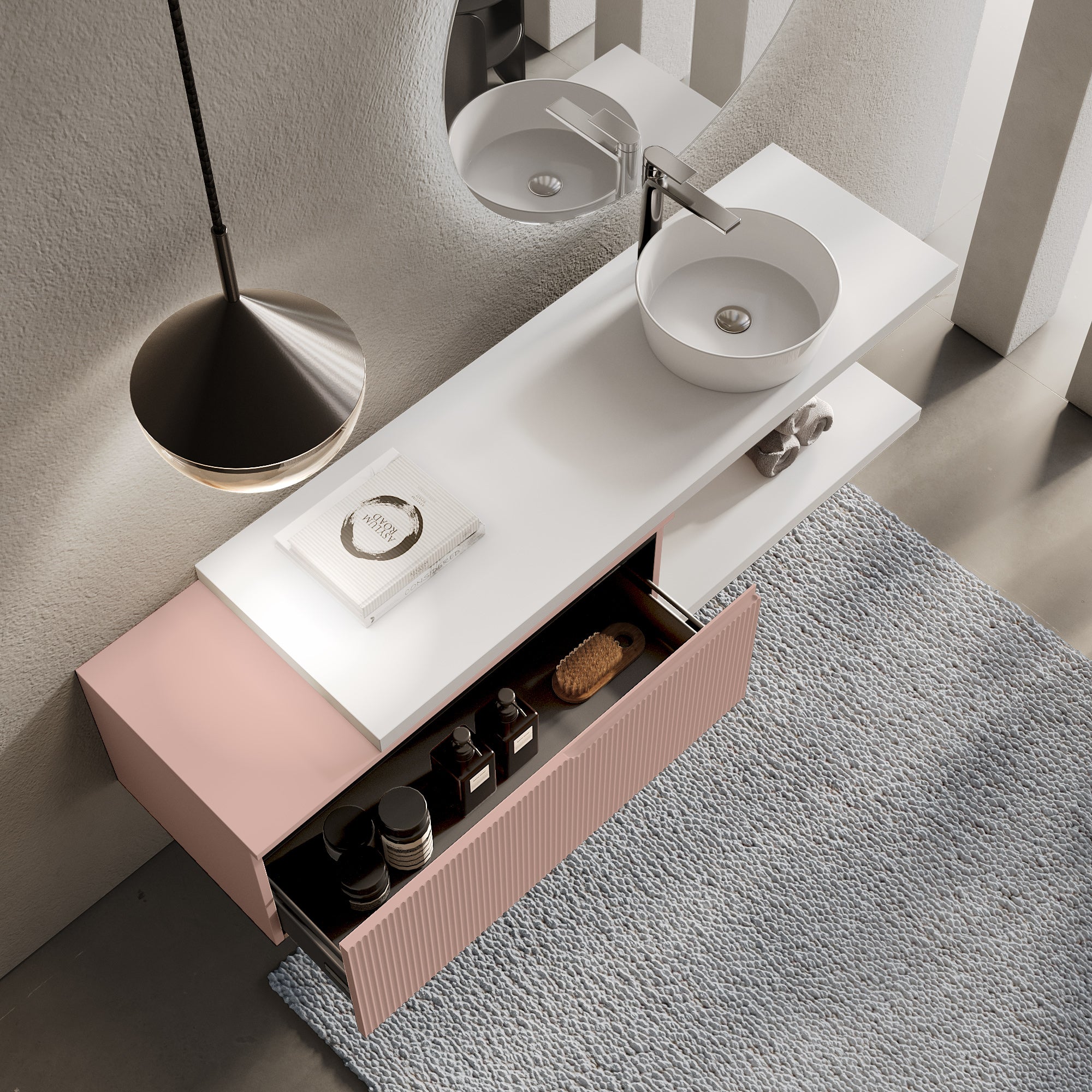 Composizione 5 pezzi EUPORIA-53 | Bianco/Rosa cipria