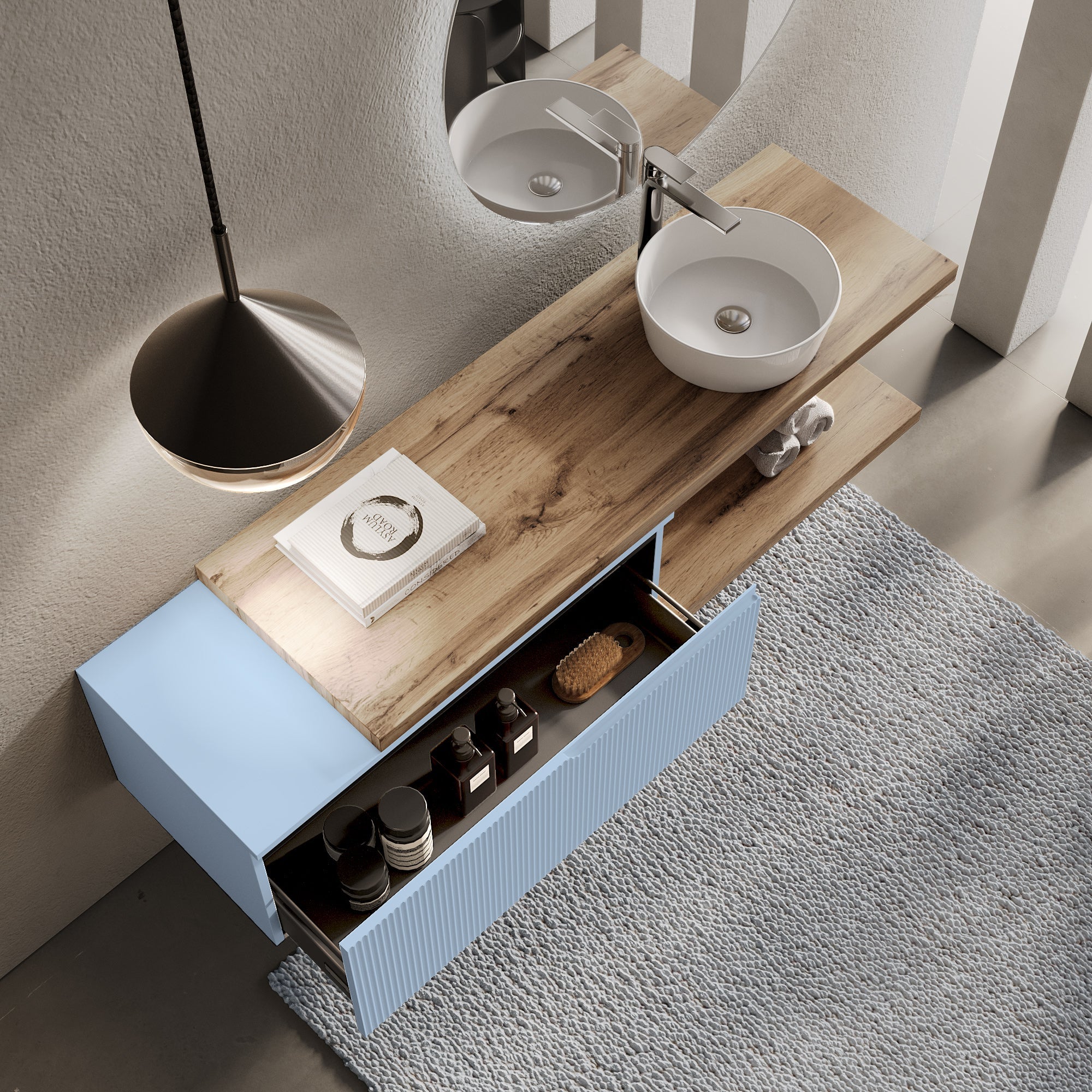 Composizione 5 pezzi EUPORIA-53 | Quercia/Azzurro tiffany