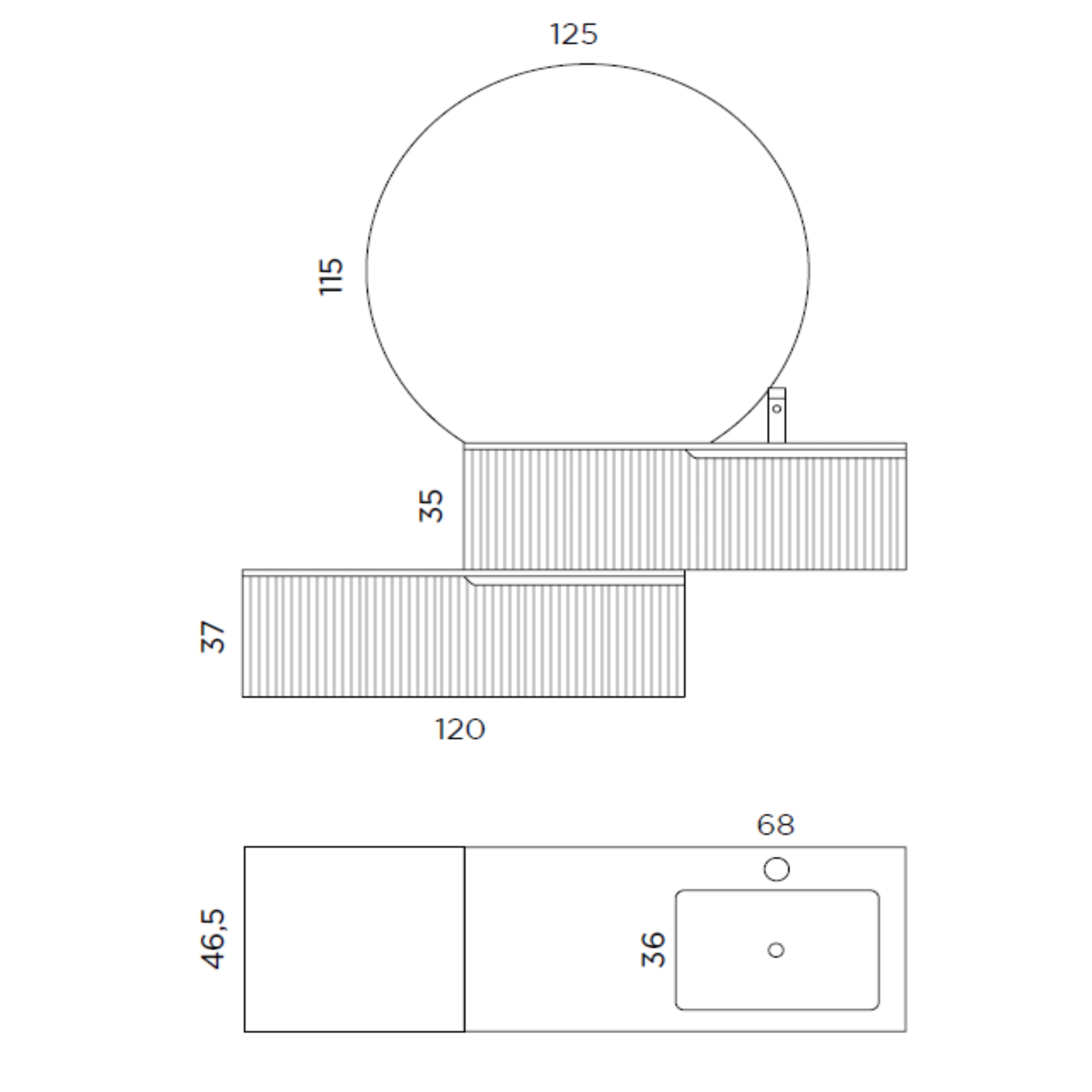 Composizione vasca DX 4 pezzi EUPORIA-54 | Grigio opaco
